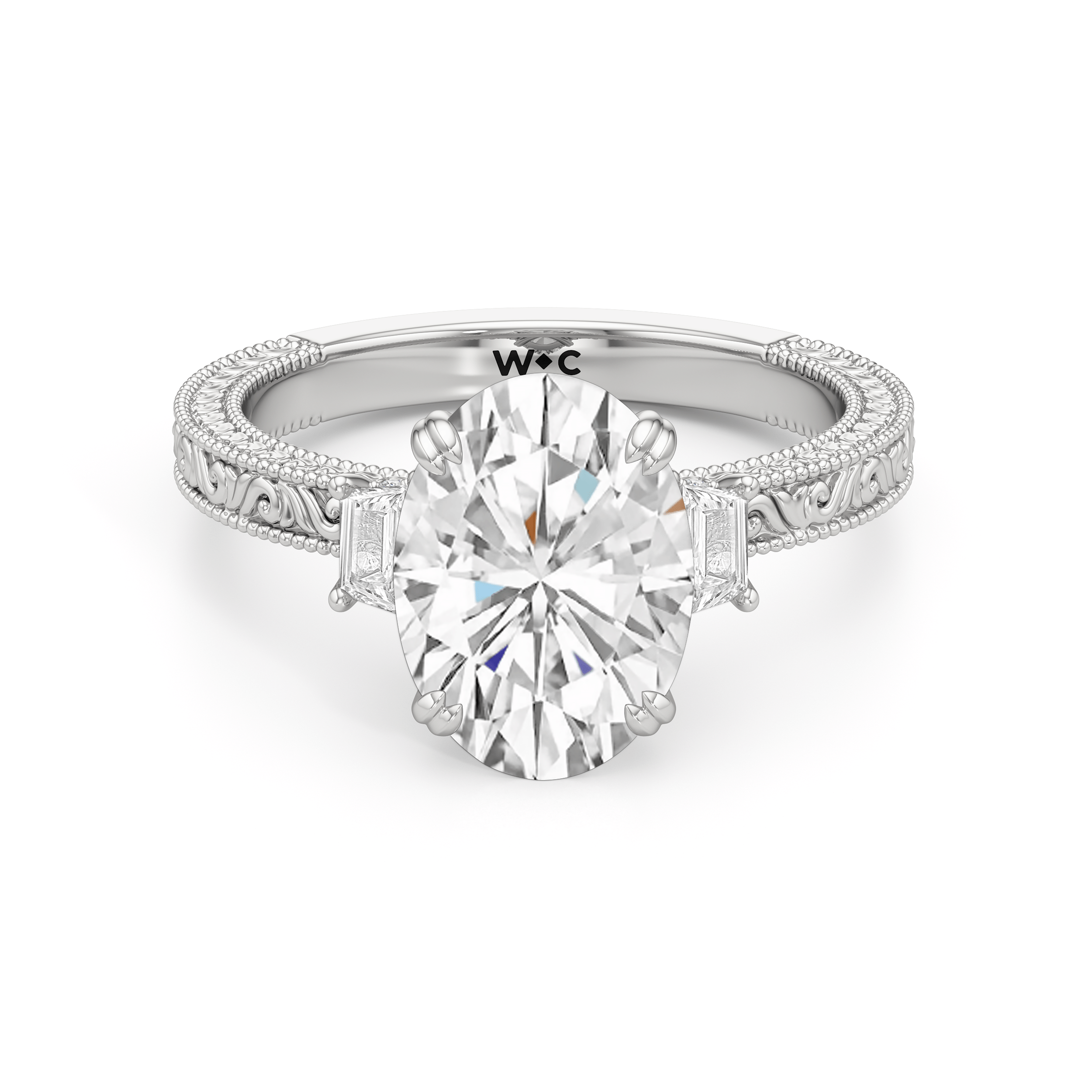 RING The Seraphine Trapezoid Three Stone Ring - Home Preview