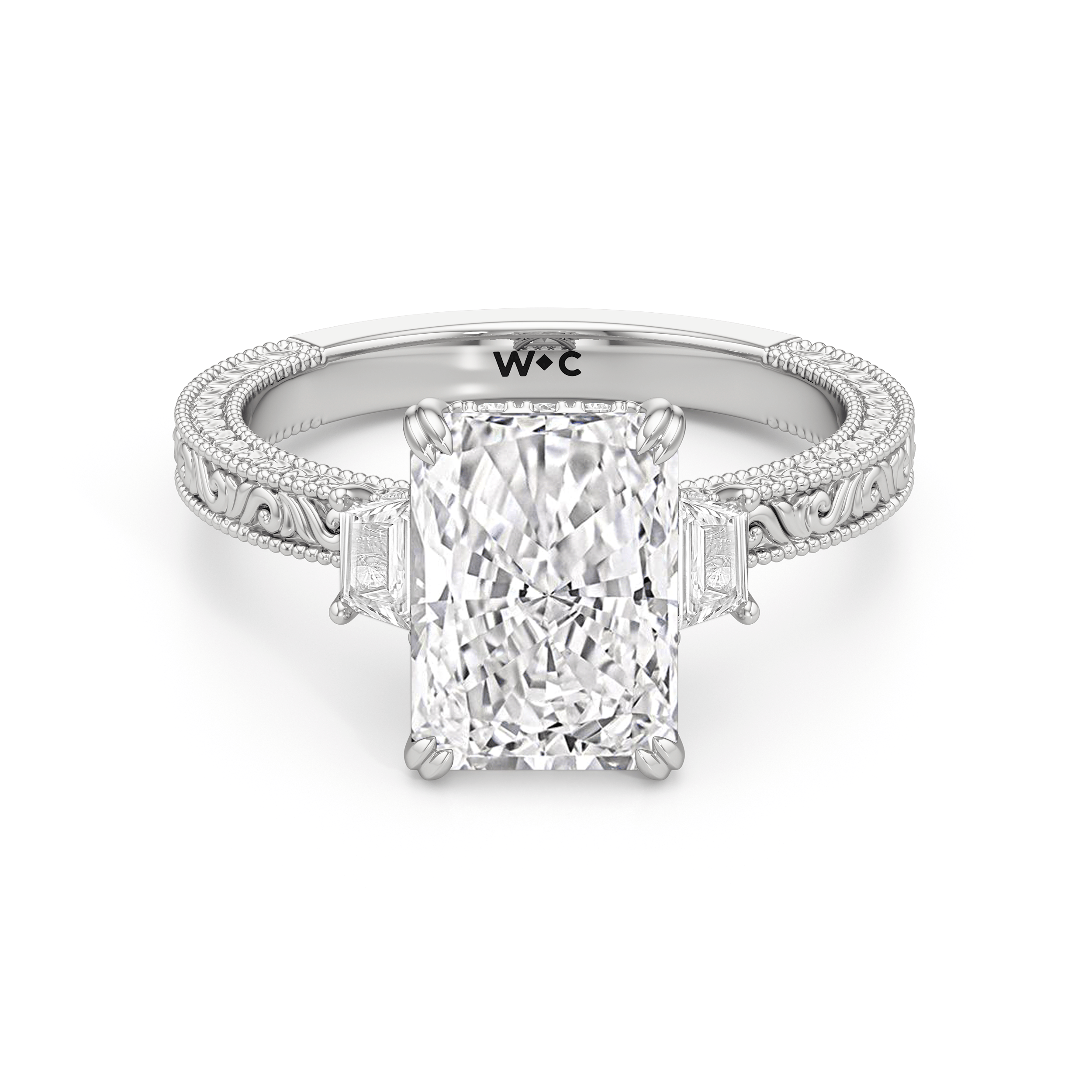 RING The Seraphine Trapezoid Three Stone Ring - Home Preview