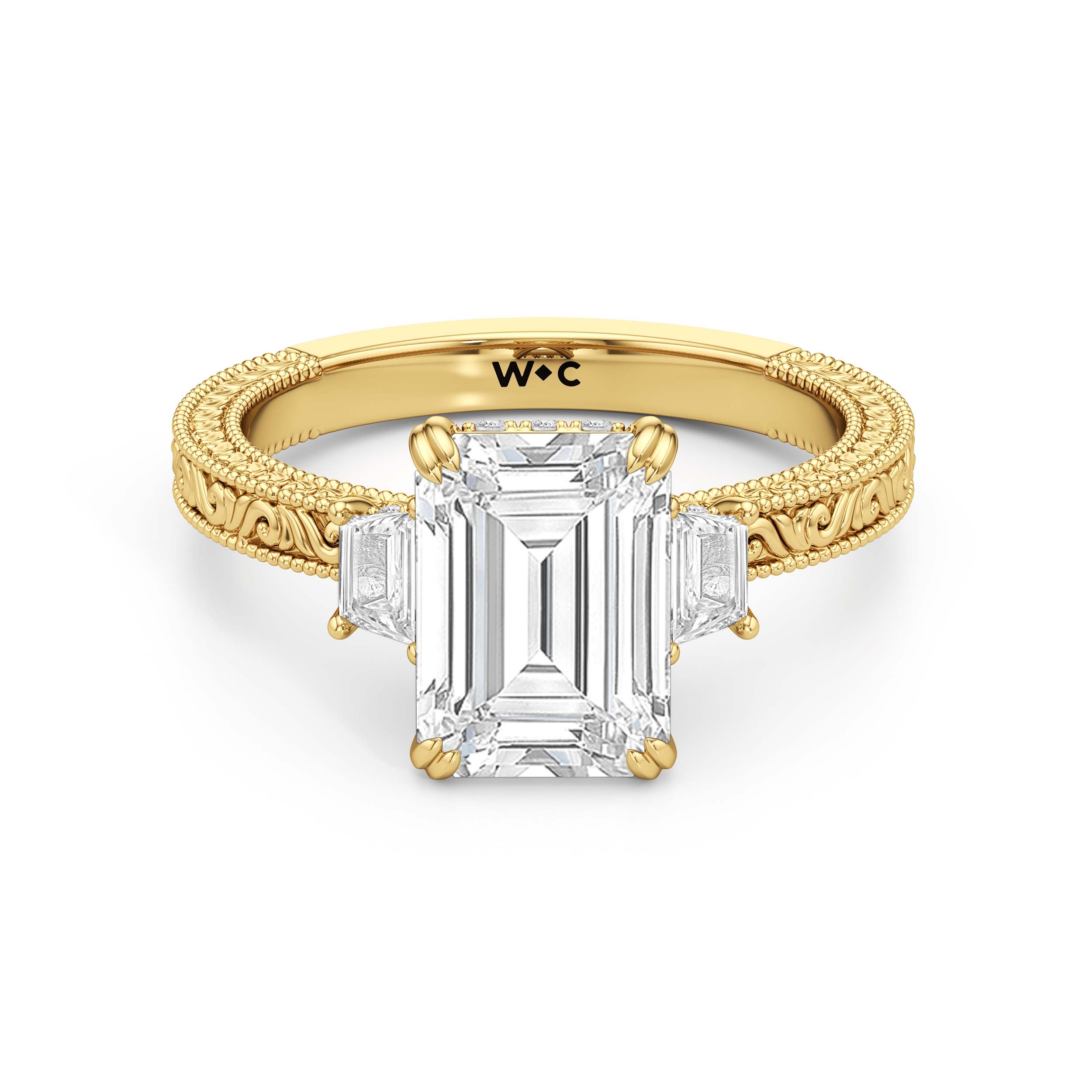 RING The Seraphine Trapezoid Three Stone Ring - Home Preview