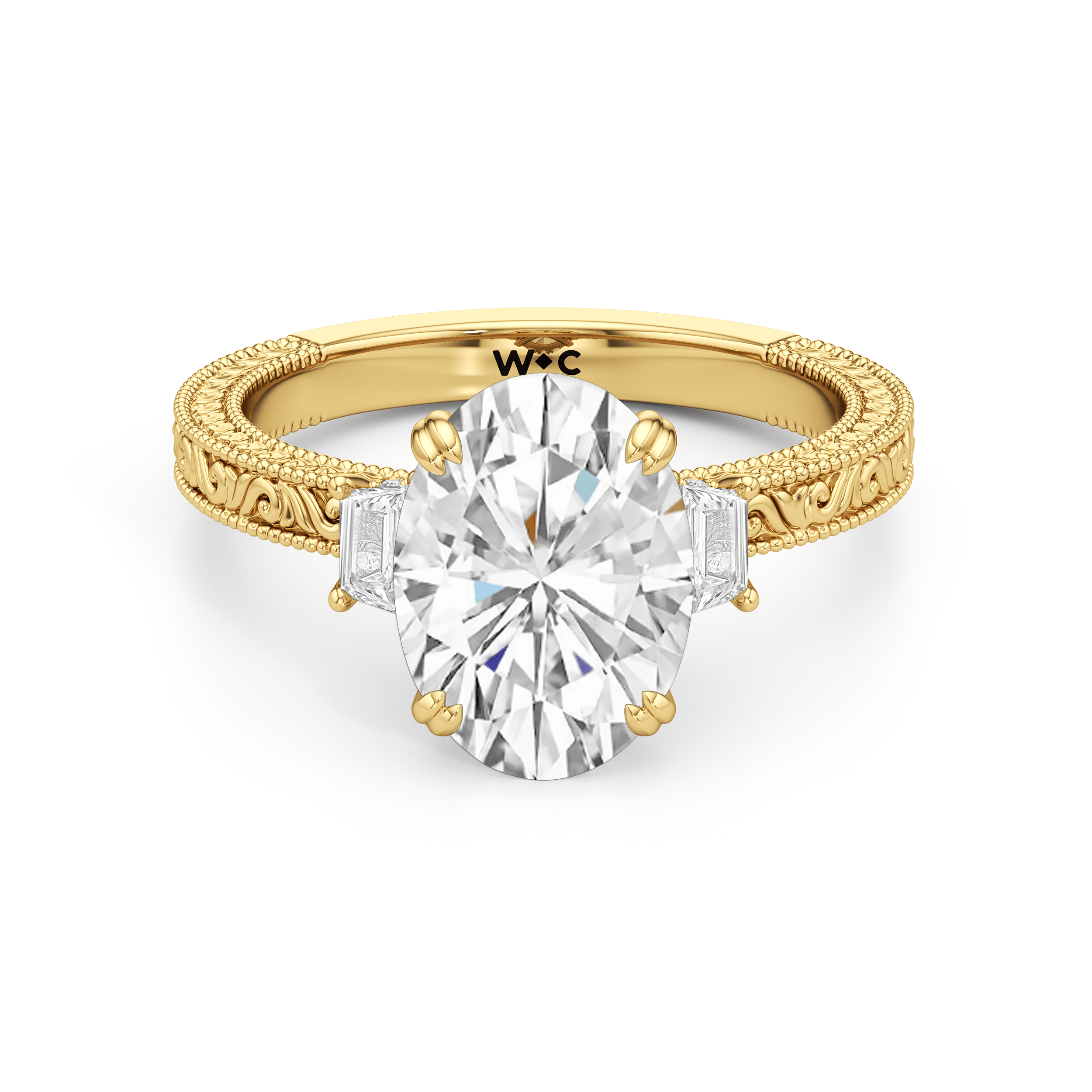 RING The Seraphine Trapezoid Three Stone Ring - Home Preview