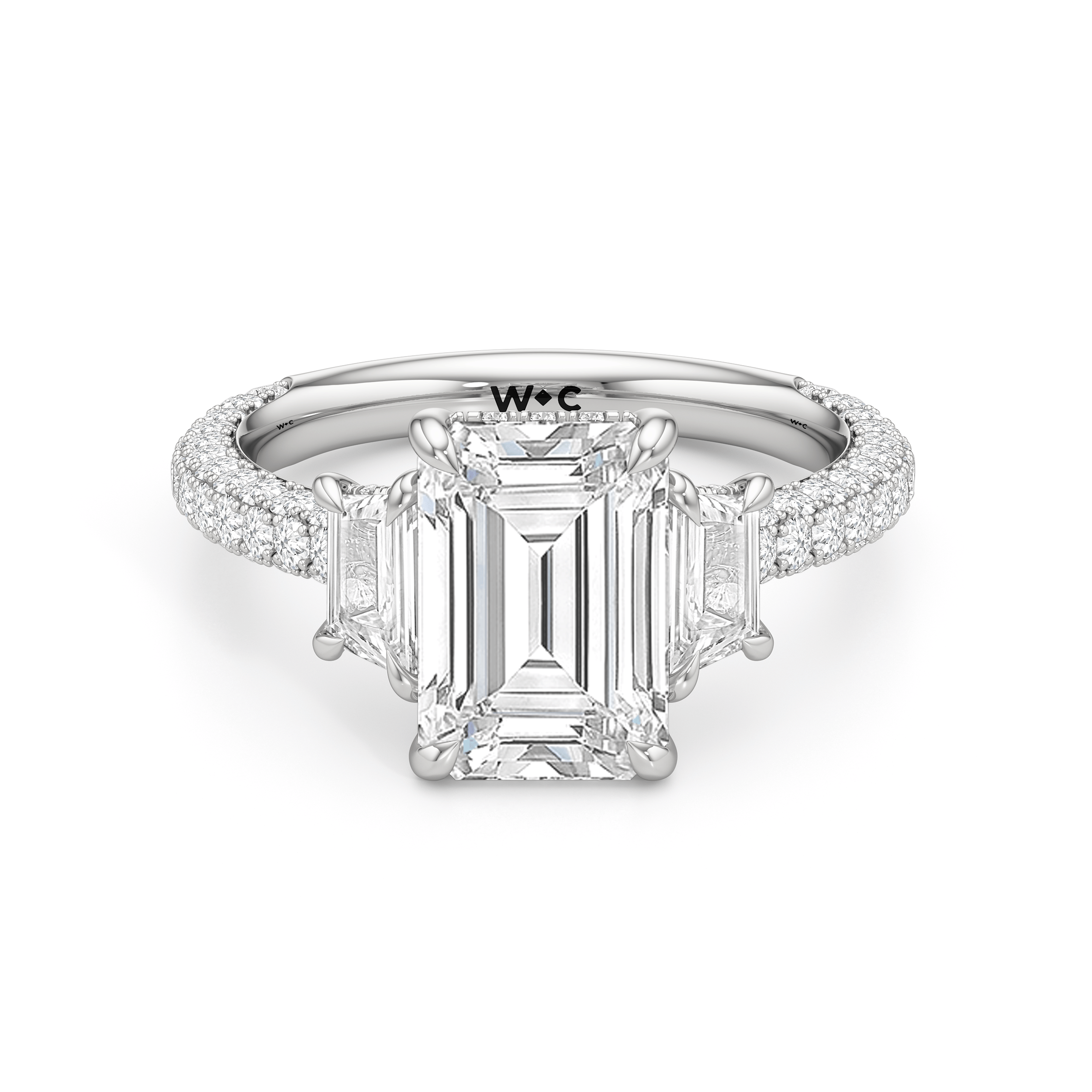 WINDSOR. The Windsor Trapezoid Three Stone Ring - Home Preview