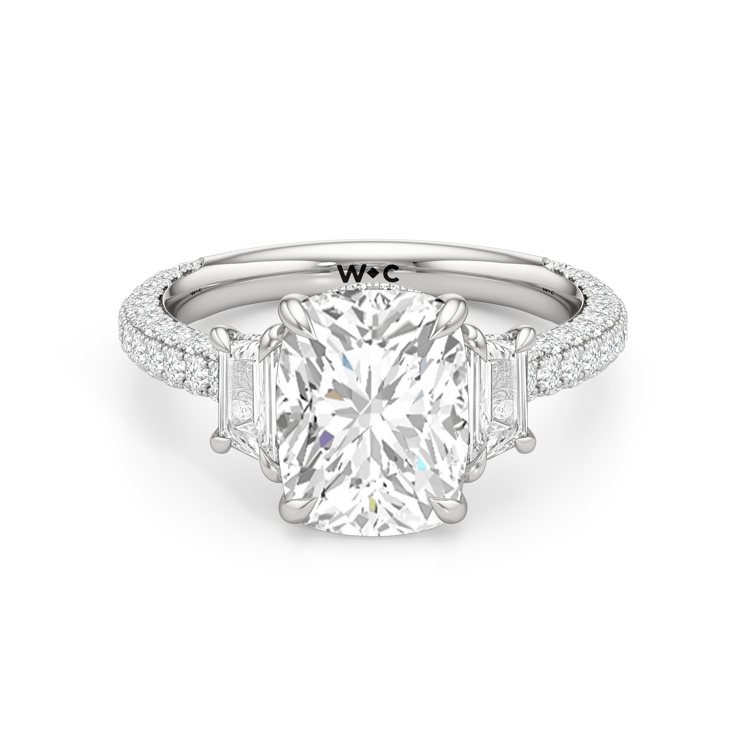 WINDSOR. The Windsor Trapezoid Three Stone Ring - Home Preview