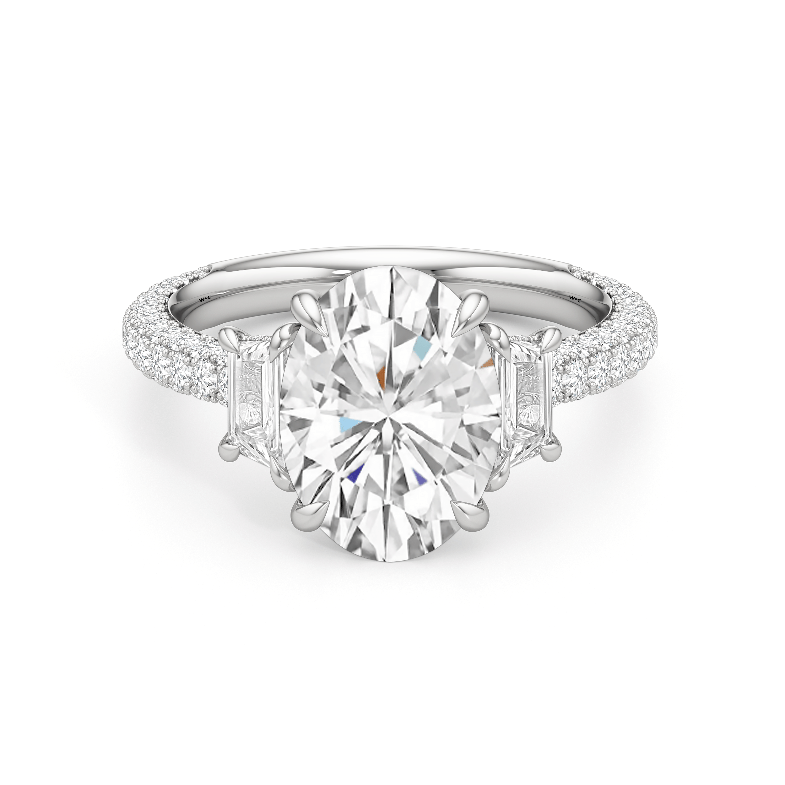 WINDSOR. The Windsor Trapezoid Three Stone Ring - Home Preview