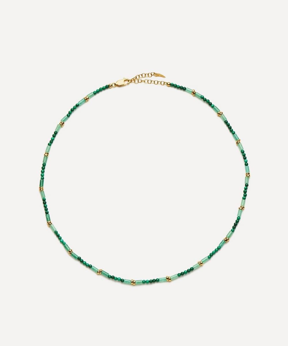 Missoma 18ct Gold - Plated Mojito Green Beaded Gemstone Choker Necklace