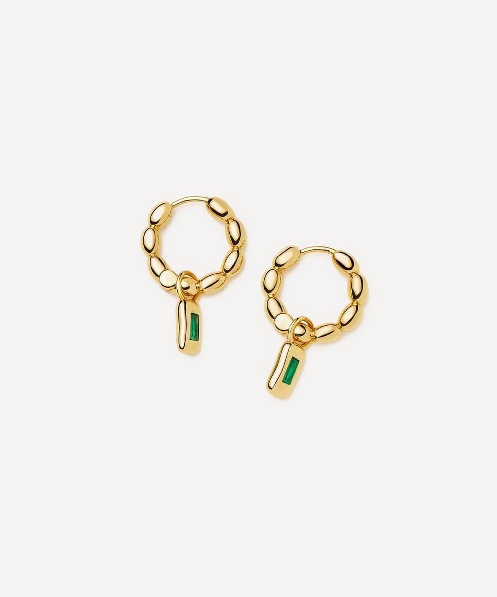 Missoma 18ct Gold - Plated Molten Gemstone Charm Hoop Earrings