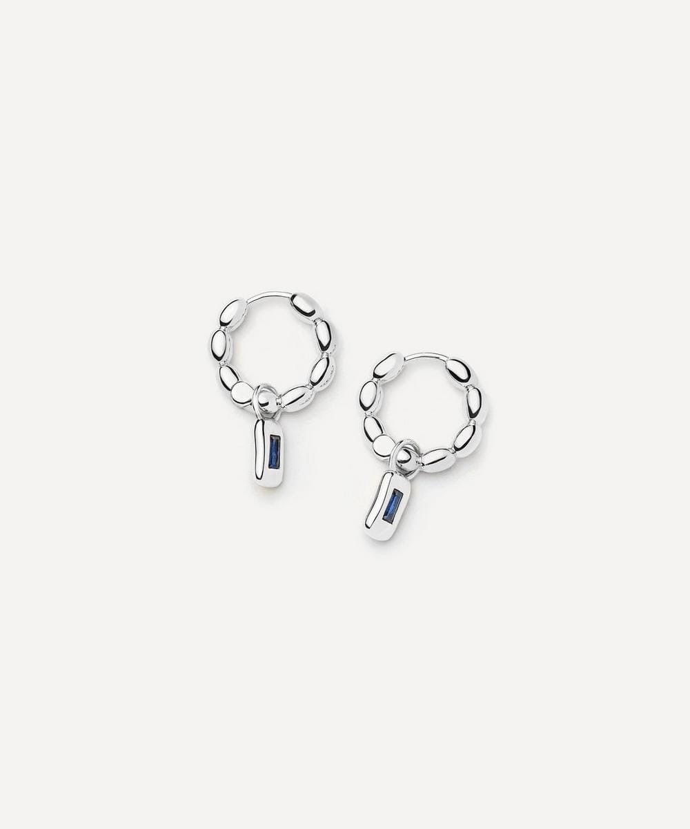 Missoma Silver - Plated Molten Gemstone Charm Hoop Earrings
