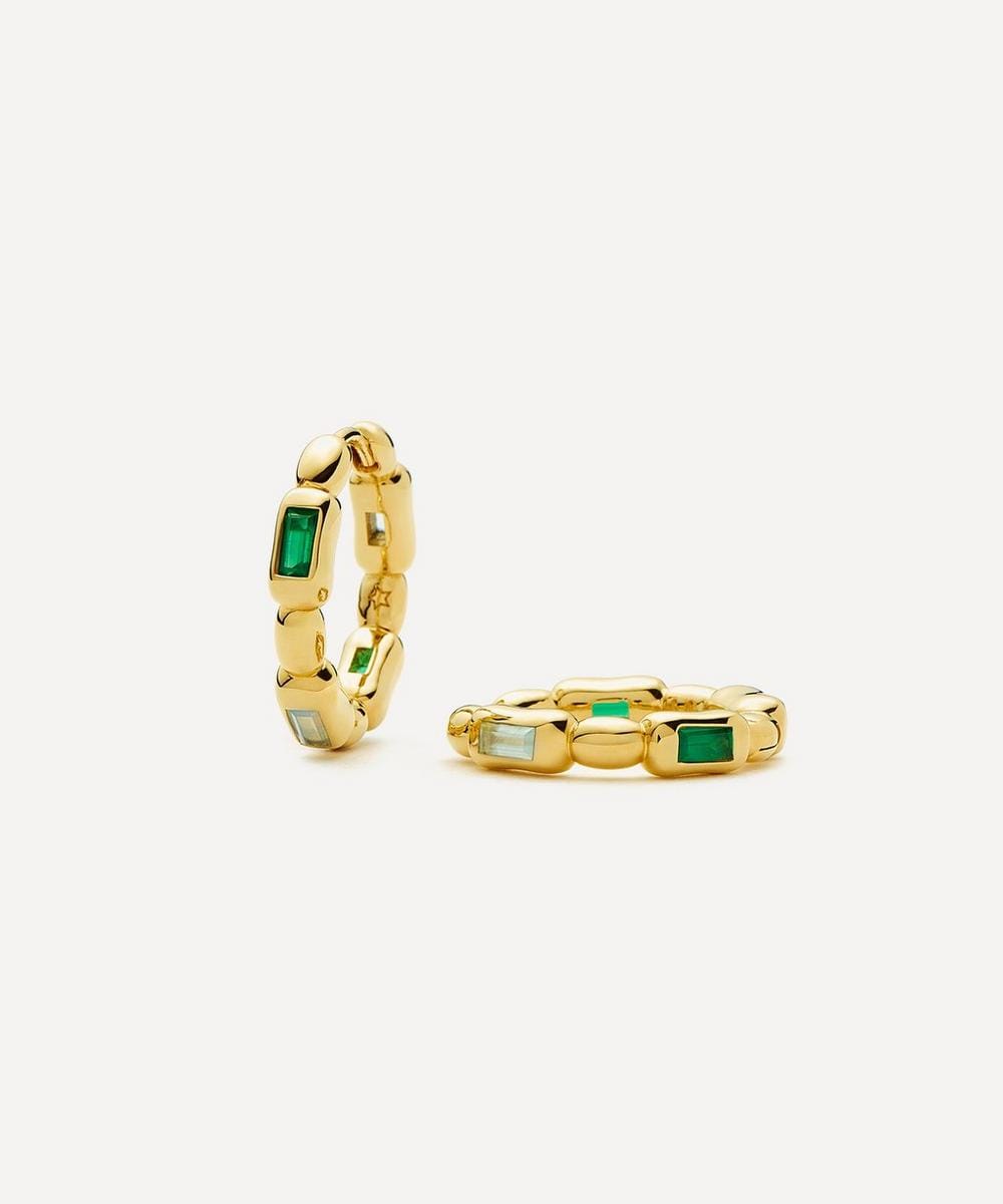 Missoma 18ct Gold - Plated Molten Gemstone Baguette Small Hoop Earrings