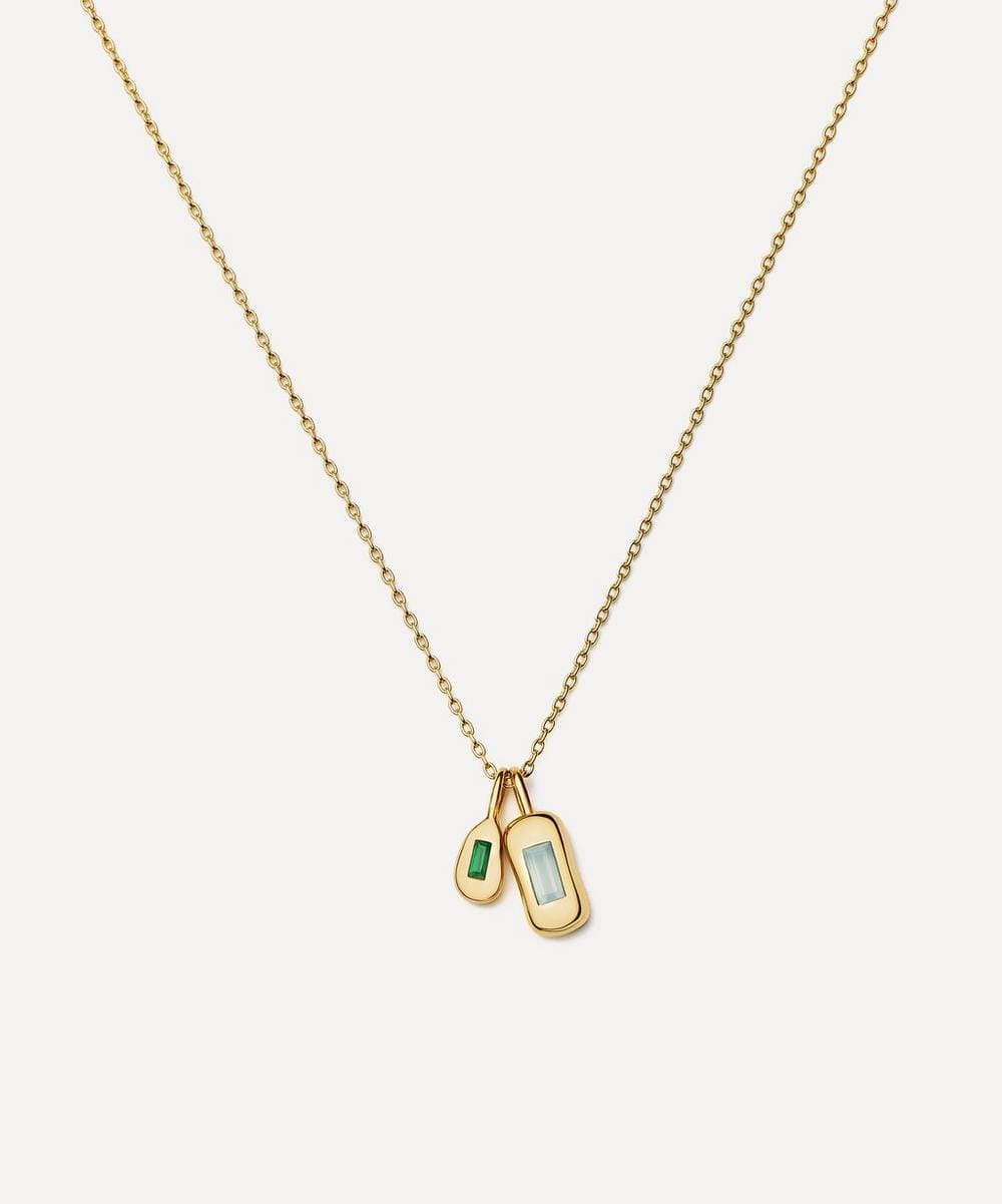 Missoma 18ct Gold - Plated Molten Gemstone Bean Pendant Necklace