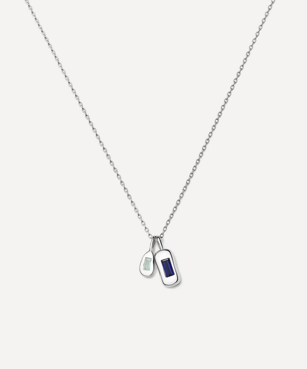 Missoma Silver - Plated Molten Gemstone Bean Pendant Necklace