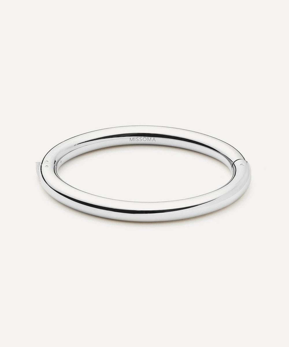 Missoma Silver - Plated Chunky Round Hinged Bangle Bracelet