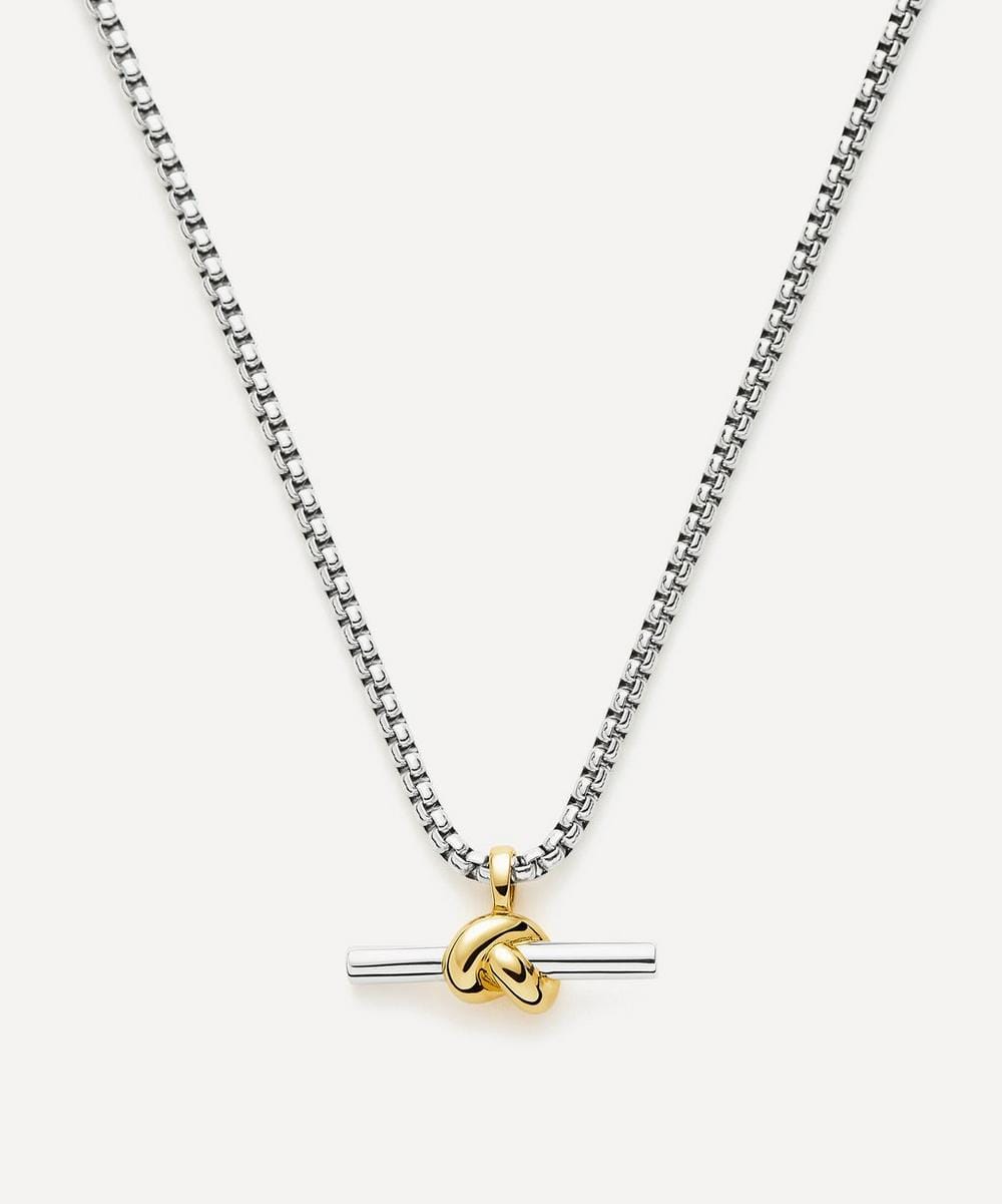 Missoma X Lucy Williams Mixed Metal Chunky Knot T - Bar Pendant Necklace
