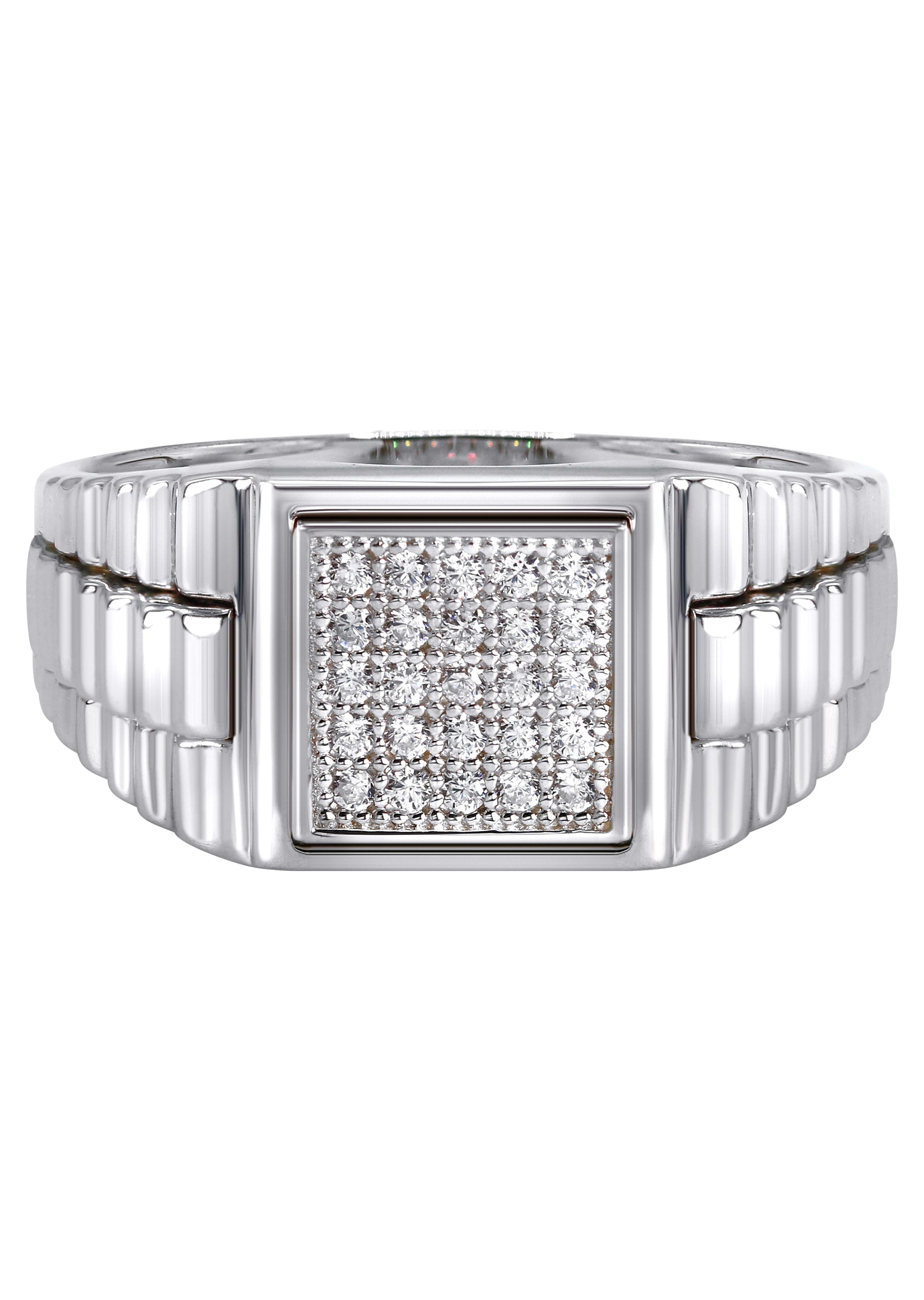 Manufacturer 43 Mens Silver CZ Pinky Ring | Appx 5.2 Grams