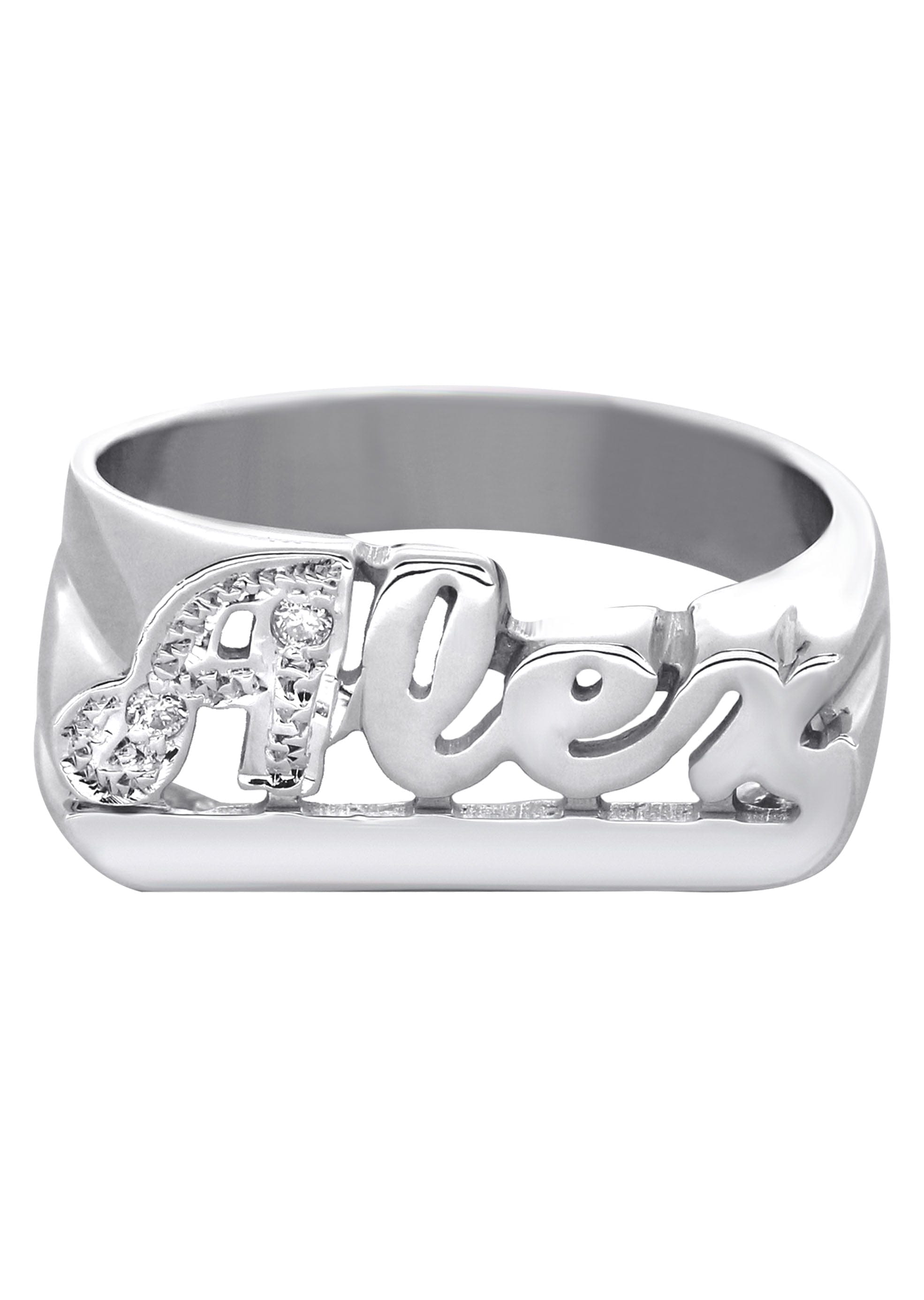 Manufacturer 16 14K Diamond White Gold Name Ring | Appx. 3.6 Grams