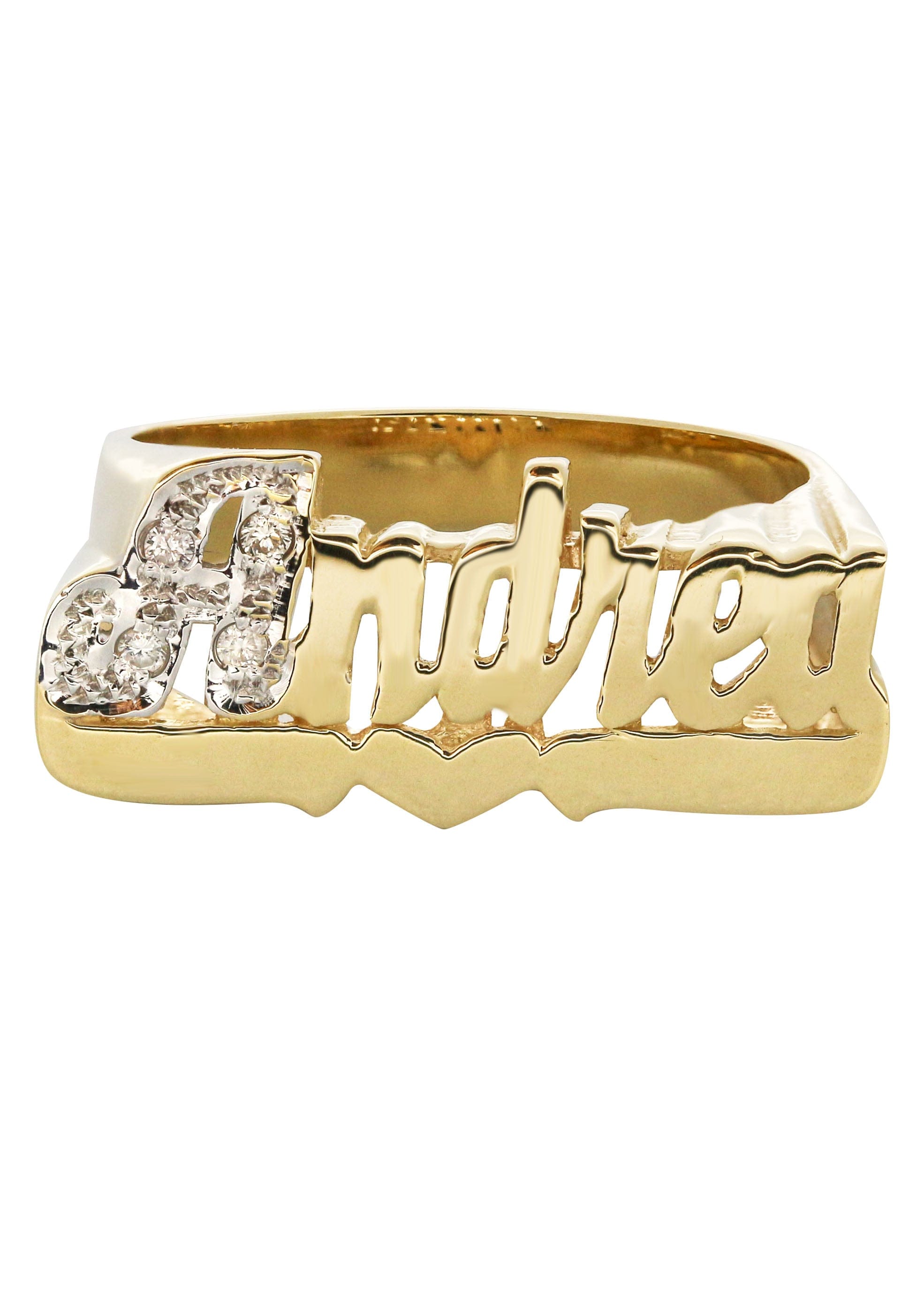 Manufacturer 16 14K Diamond Two Tone Gold Name Ring | Appx. 4.4 Grams