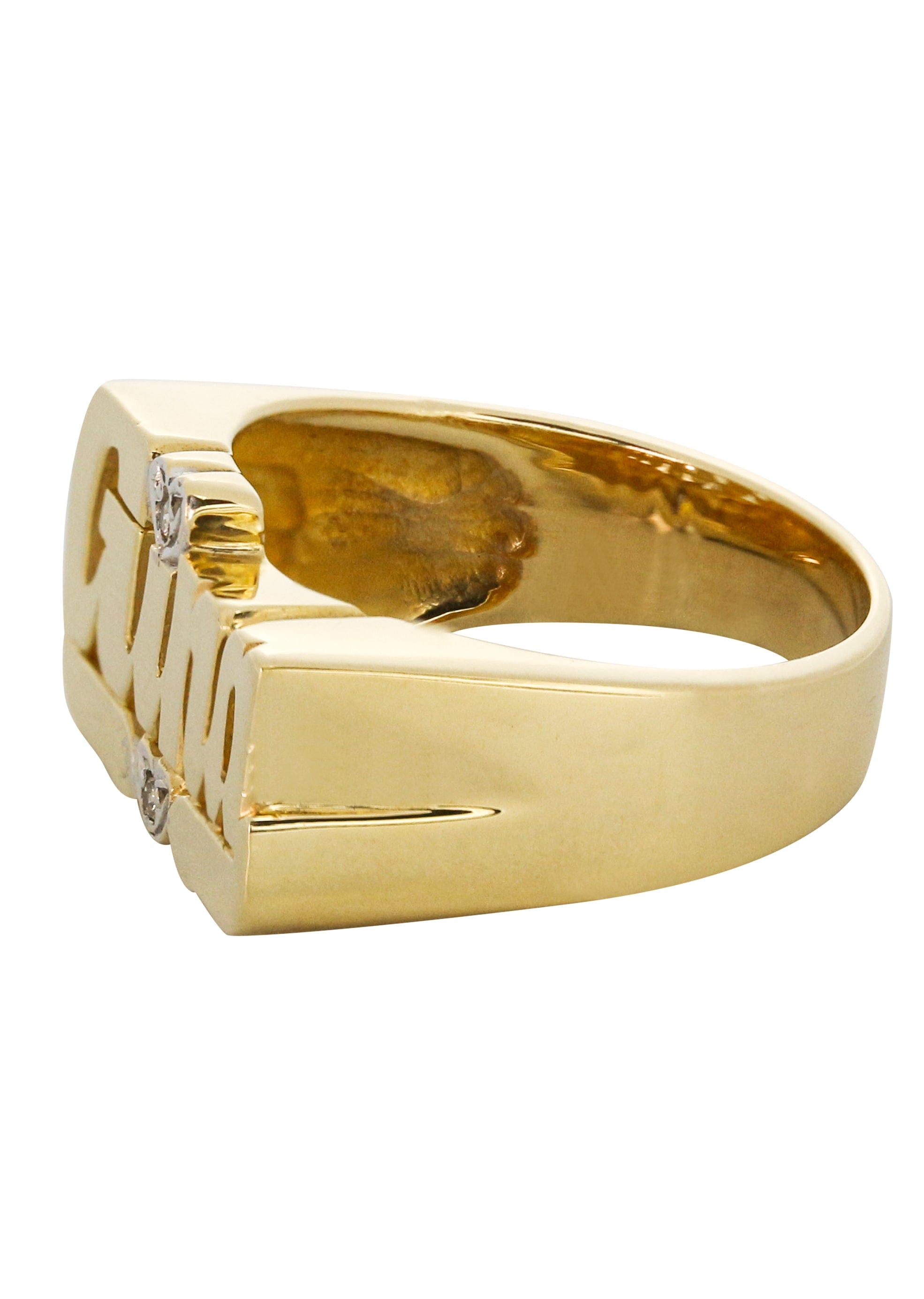 Manufacturer 16 14K Diamond Script Gold Name Ring | Appx. 5.7 Grams