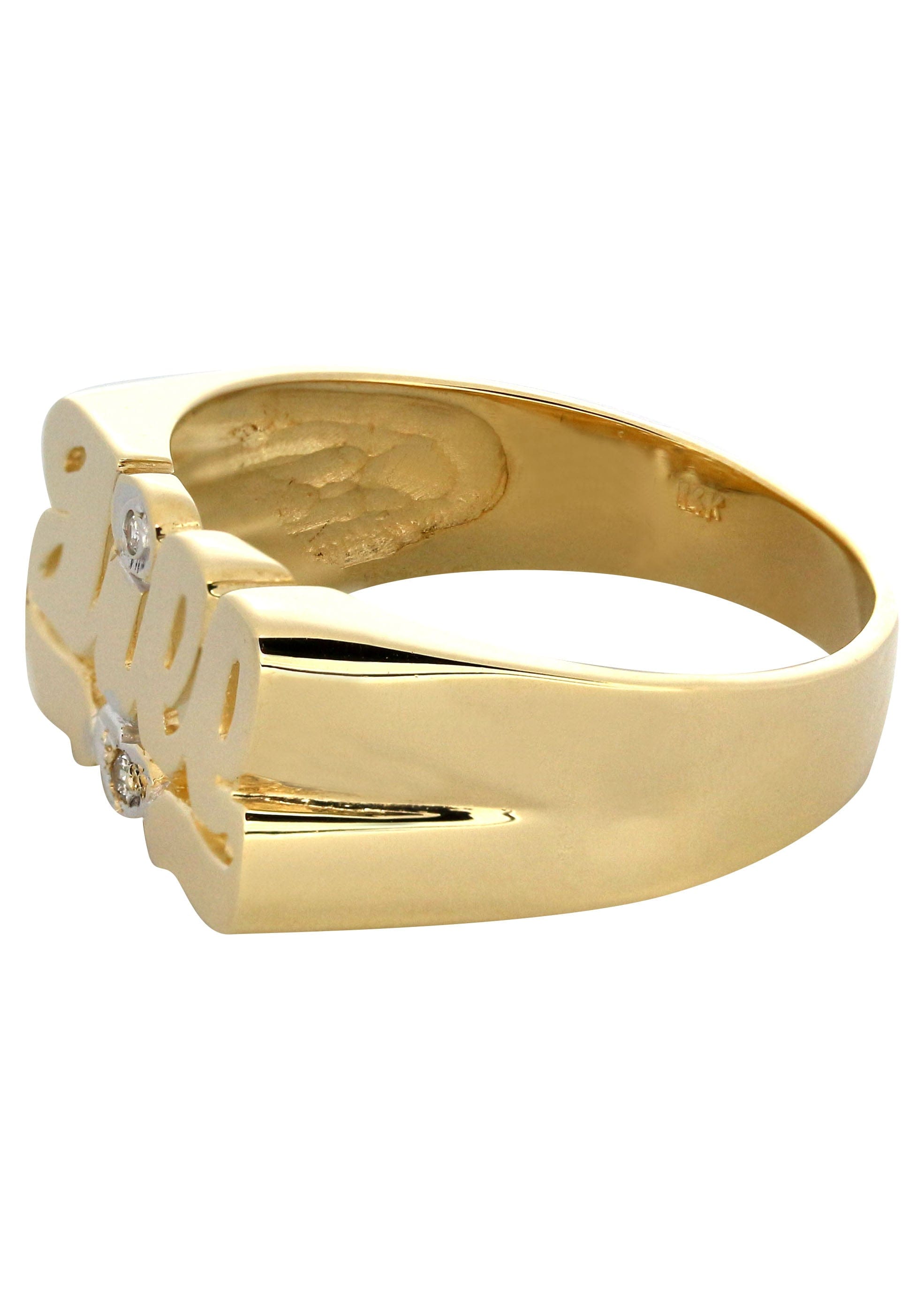 Manufacturer 16 14K Diamond Heart Gold Name Ring | Appx. 4.7 Grams