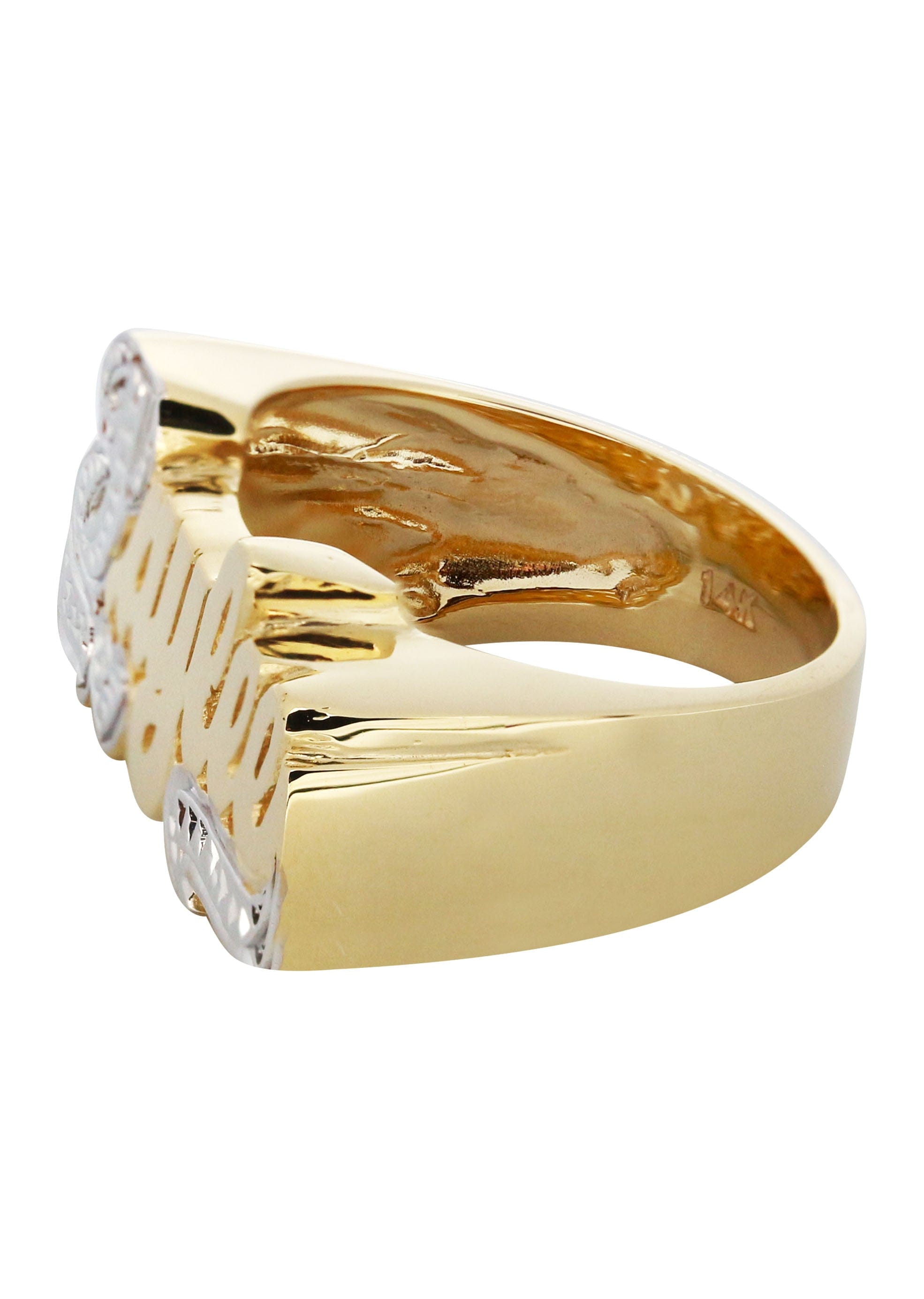Manufacturer 16 14K Two Tone Diamond Cut Gold Name Ring | Appx. 5 Grams