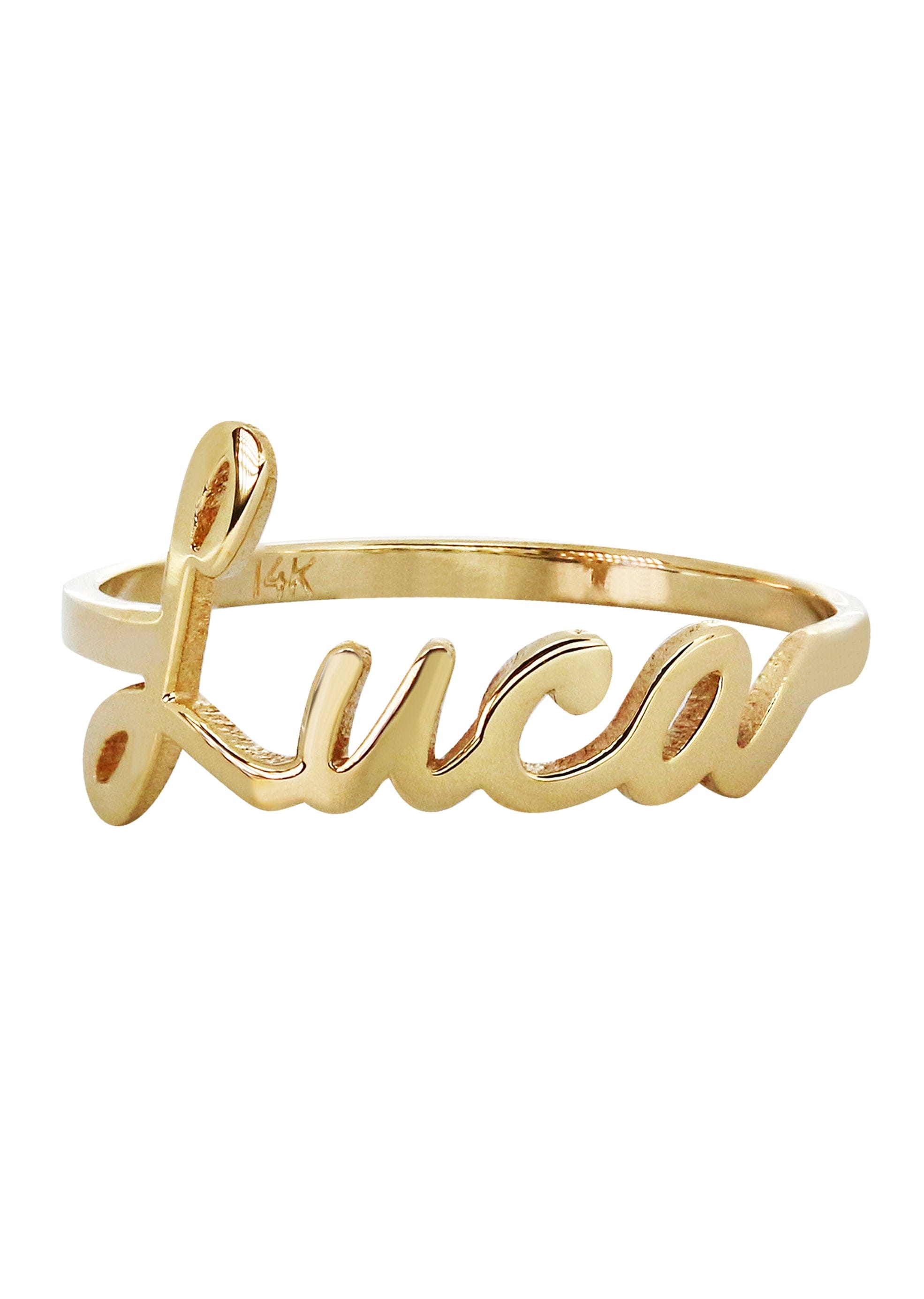 Manufacturer 16 14K Gold Cursive Name Ring | Appx. 1 Gram