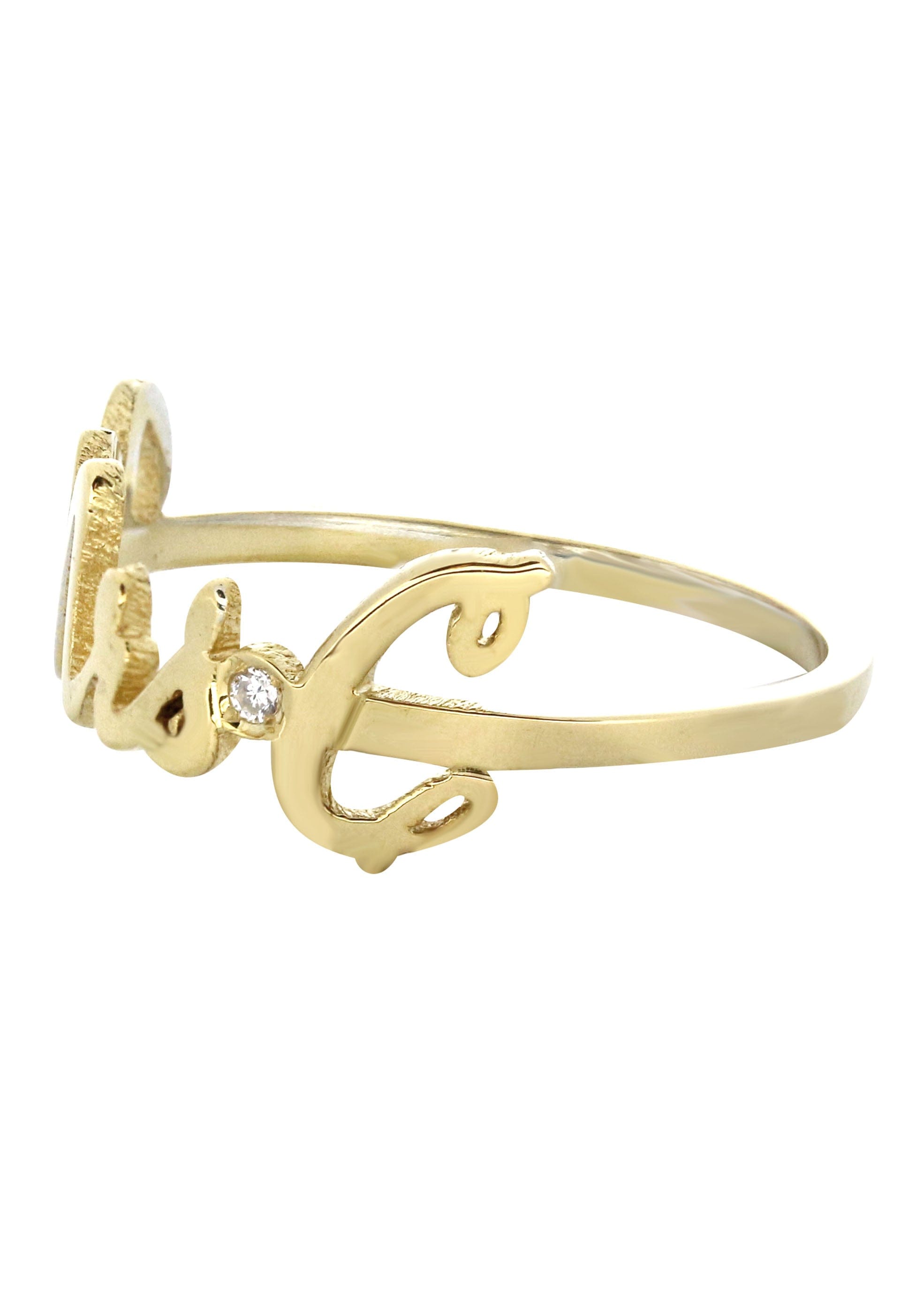 Manufacturer 16 14K Gold Cursive Initial Name Ring | Style #102