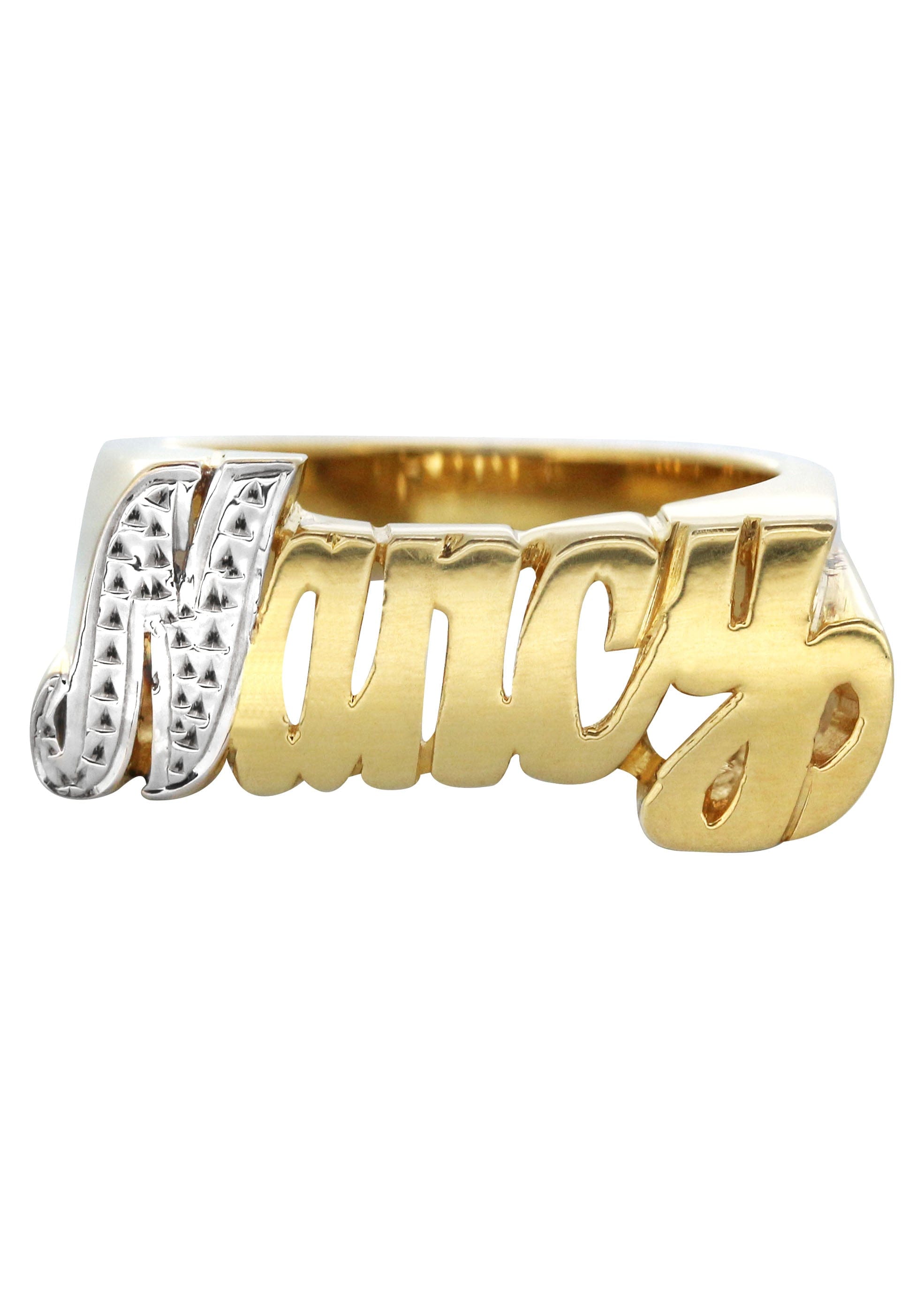 Manufacturer 16 14K Two Tone Diamond Cut Gold Name Ring | Appx. 5.5 Grams
