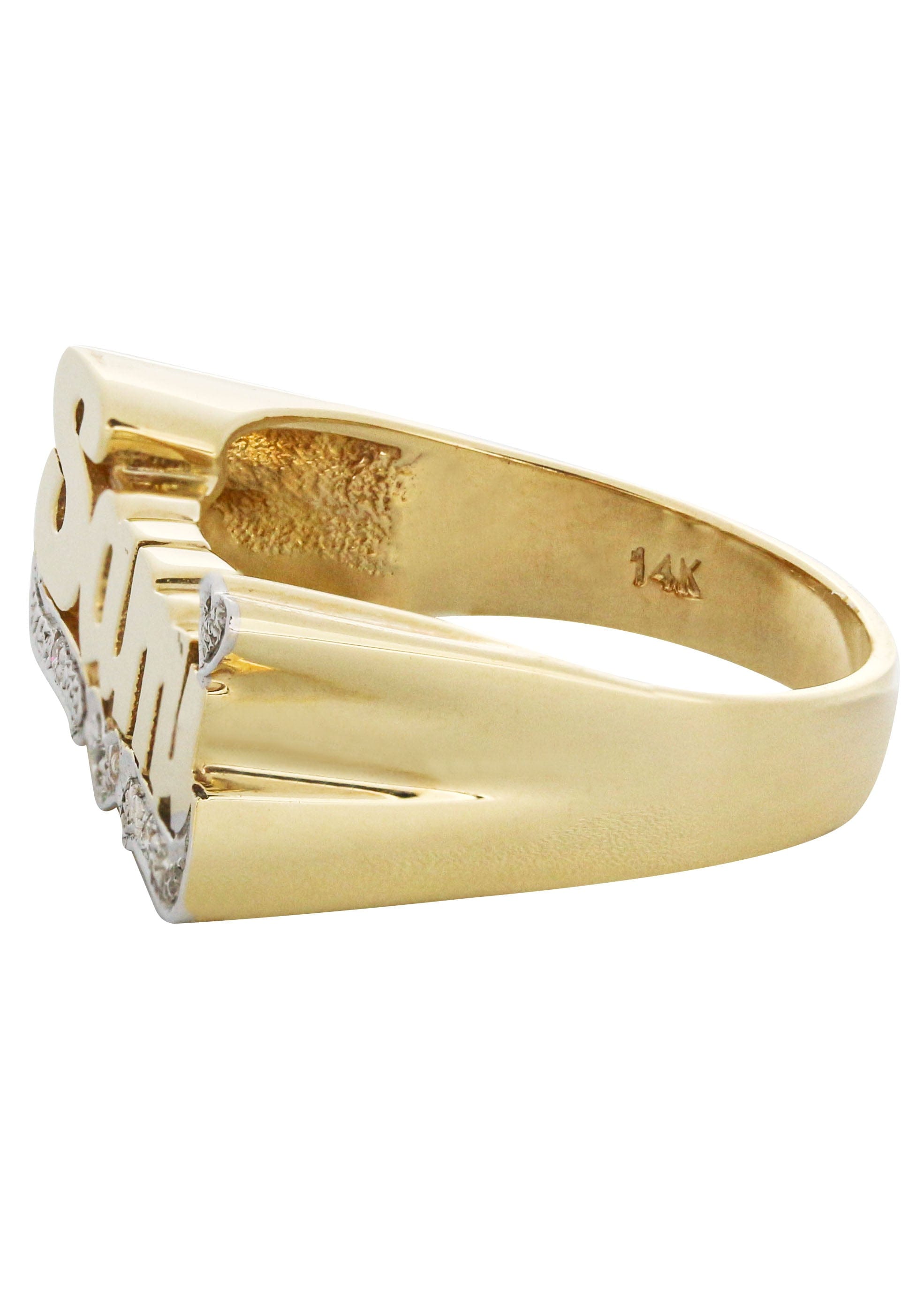 Manufacturer 16 14K Heart Diamond Gold Name Ring | Appx. 4.2 Grams
