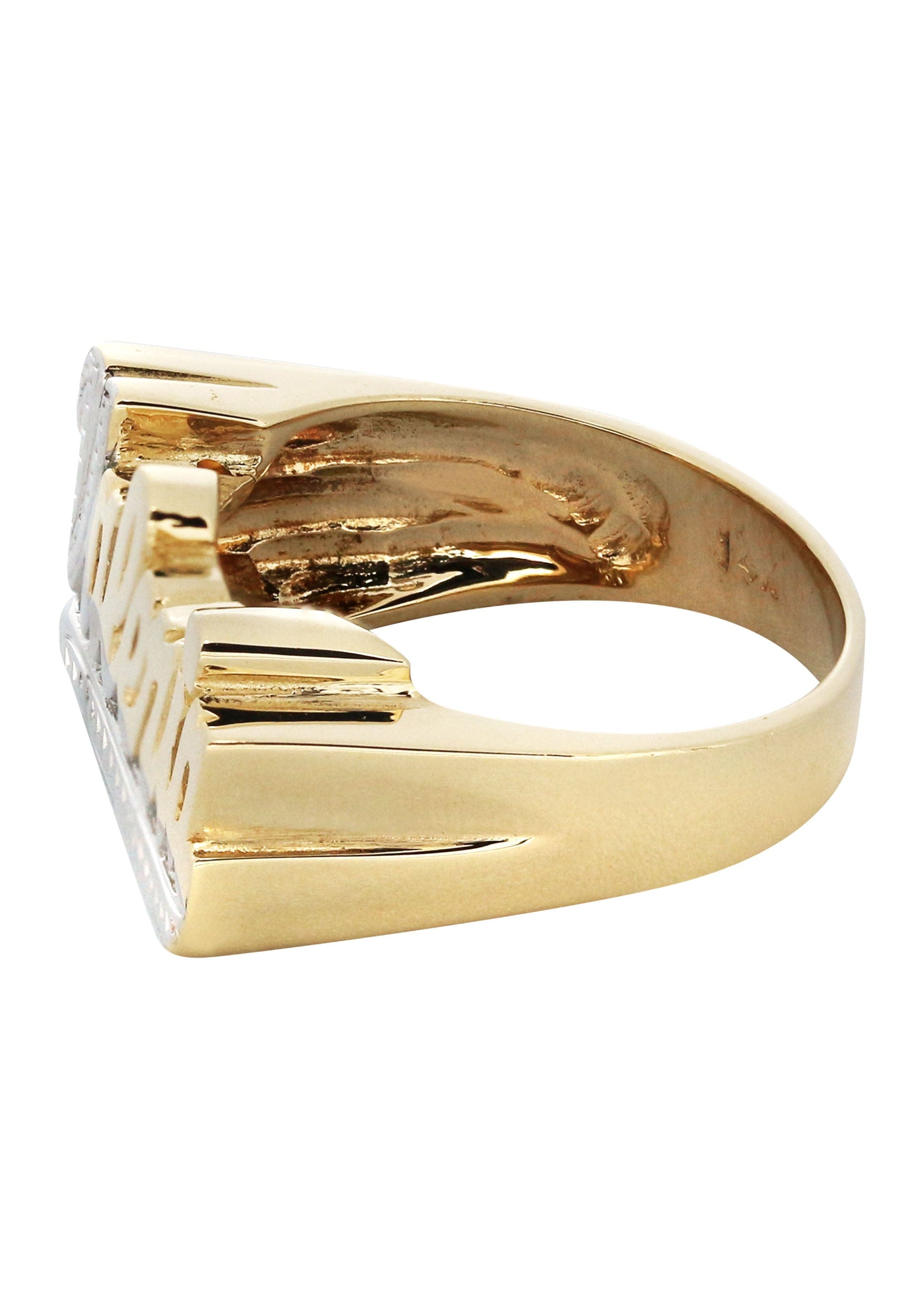Manufacturer 16 14K Diamond Cut Script Gold Name Ring | Appx. 2.6 Grams