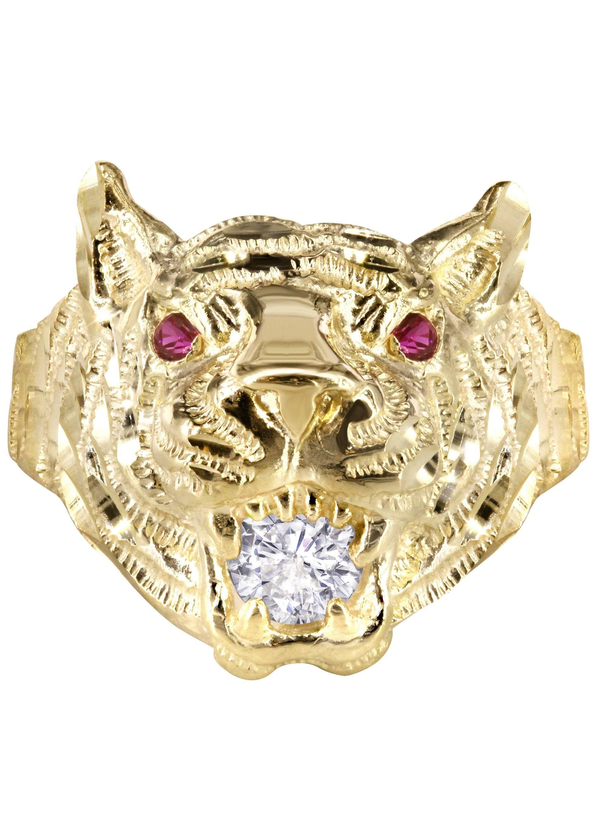 Manufacturer 1 10K Gold Tiger style Mens Ring | 6.1 Grams