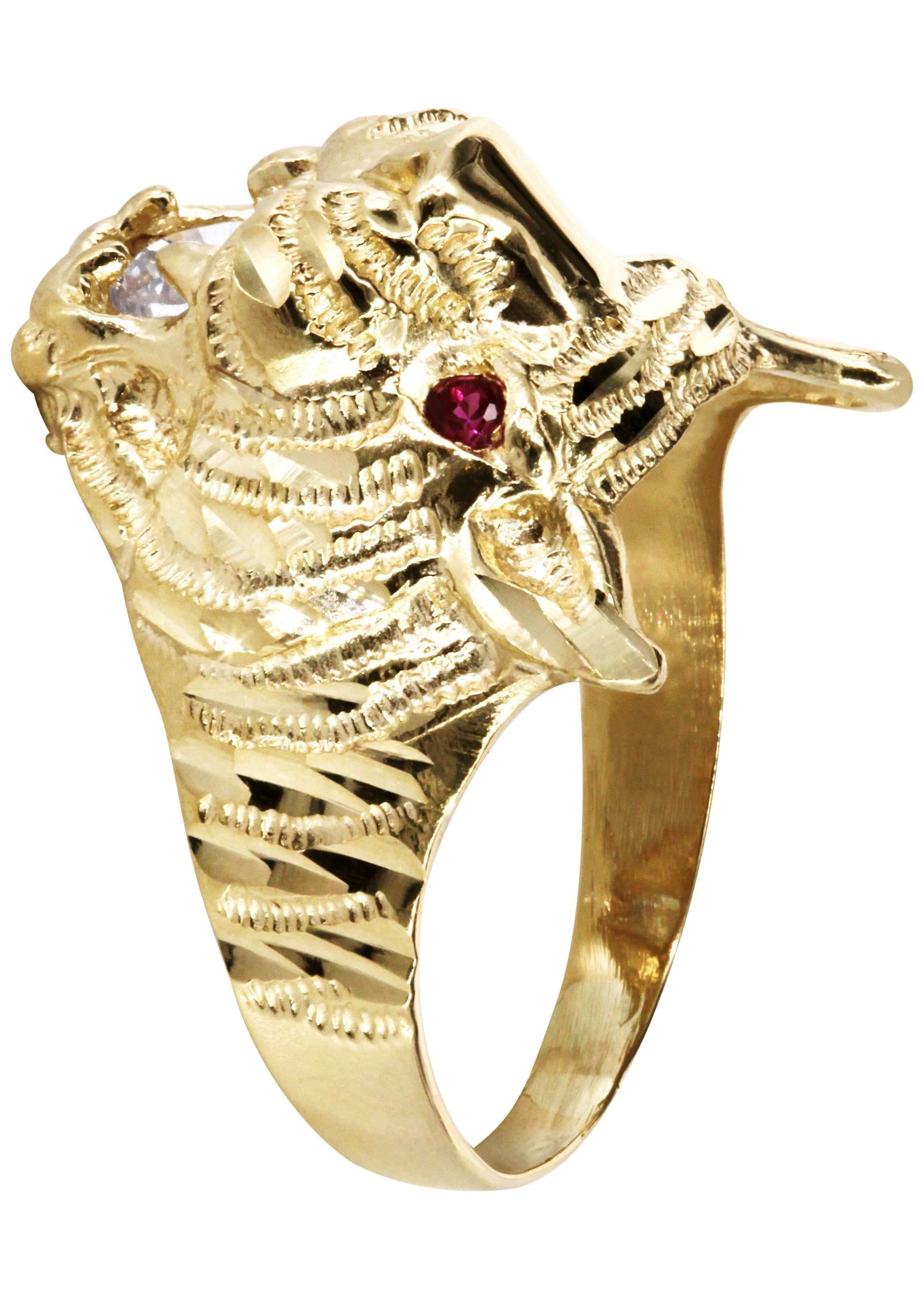 Manufacturer 1 10K Gold Tiger style Mens Ring | 6.1 Grams