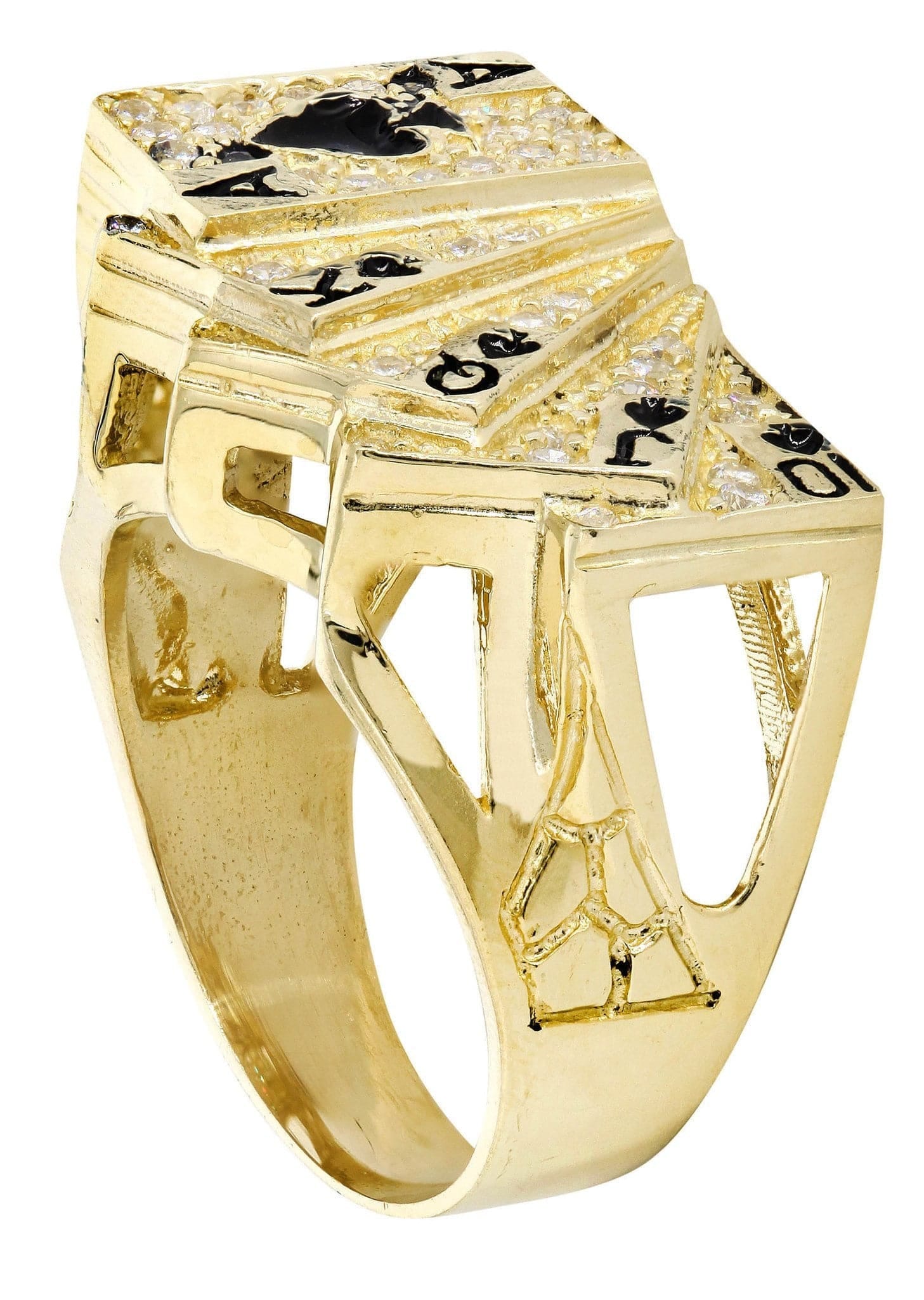 Manufacturer 3 Cards 10K Gold Mens Ring | 9.9 Grams