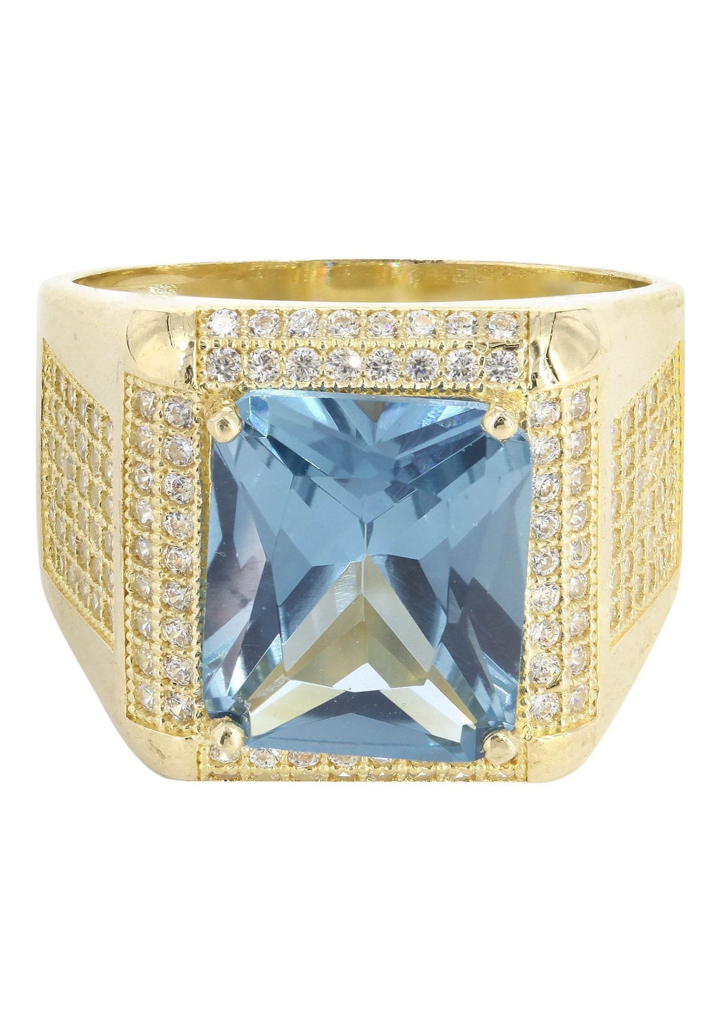 Manufacturer 1 Aqua Marine 10K Gold Mens Ring | 9.2 Grams