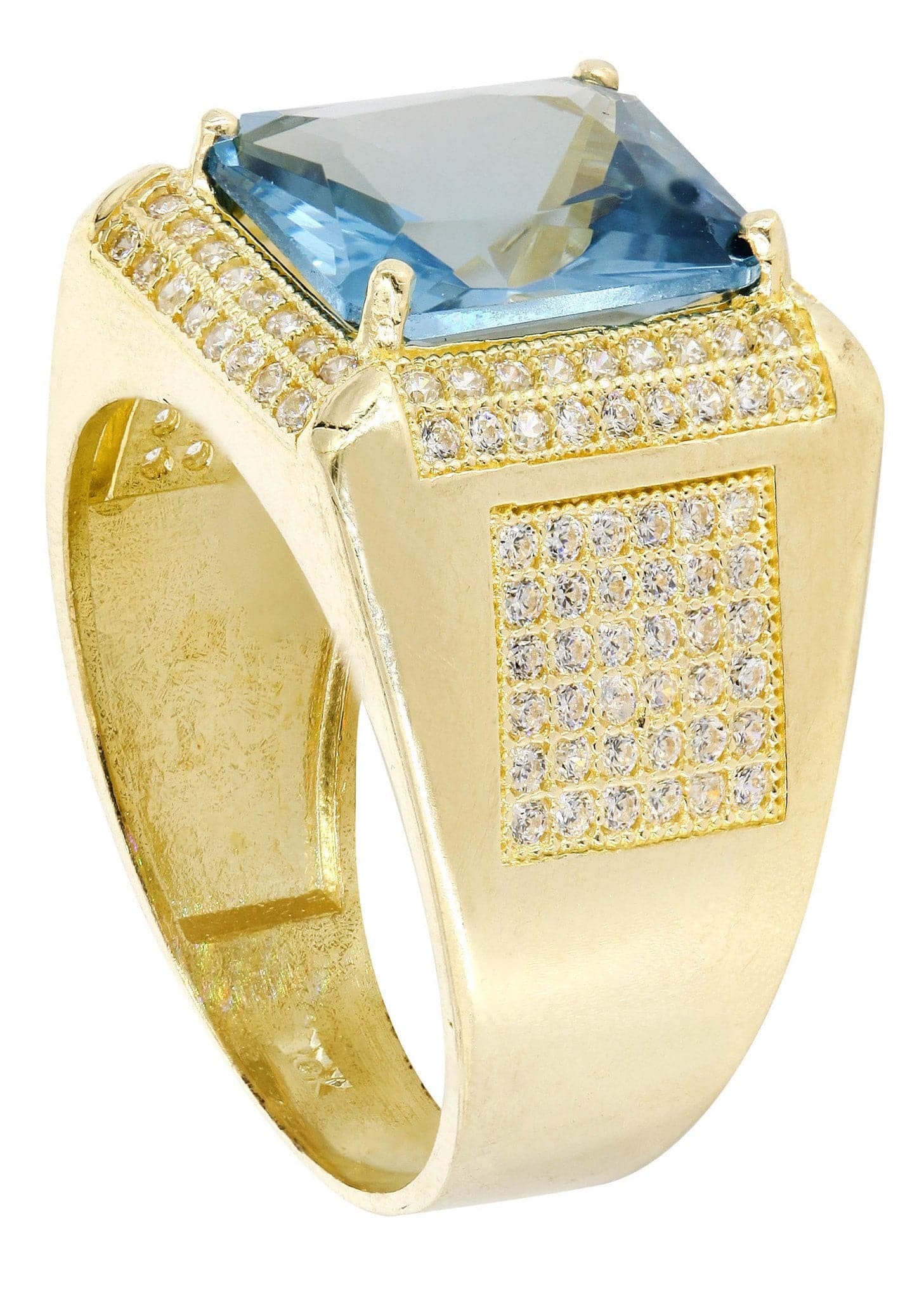 Manufacturer 1 Aqua Marine 10K Gold Mens Ring | 9.2 Grams