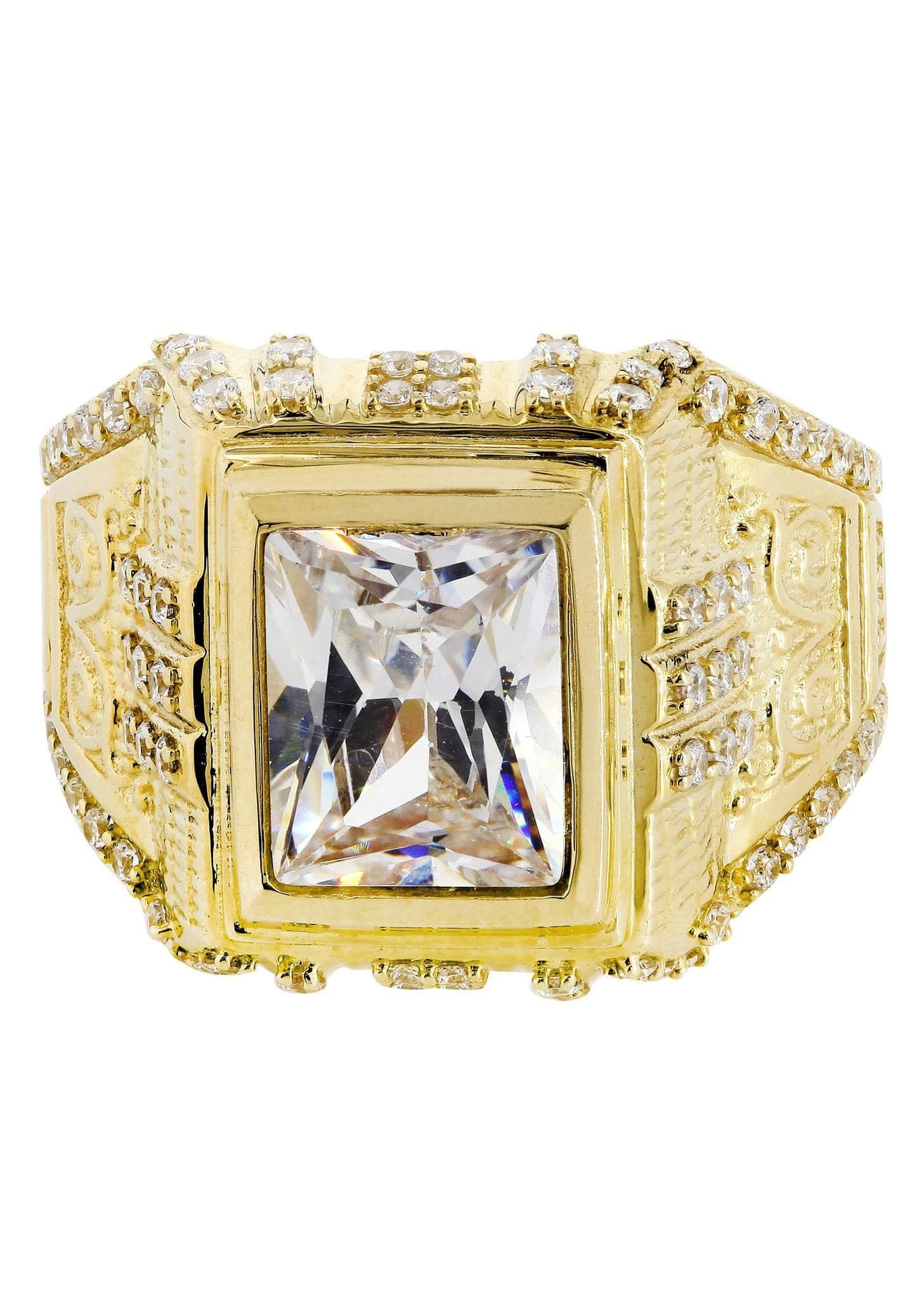 Manufacturer 1 Rock Crystal 10K Gold Mens Ring | 10.3 Grams
