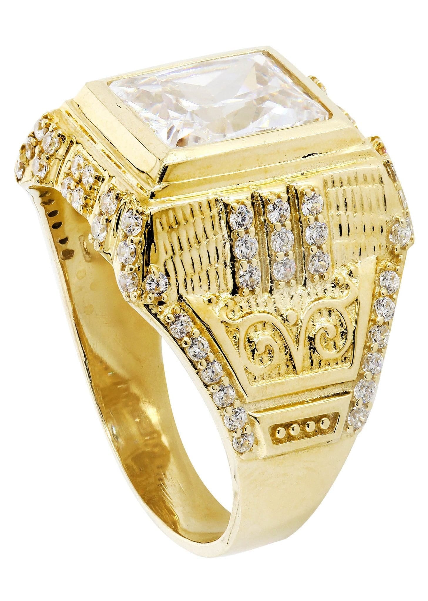 Manufacturer 1 Rock Crystal 10K Gold Mens Ring | 10.3 Grams