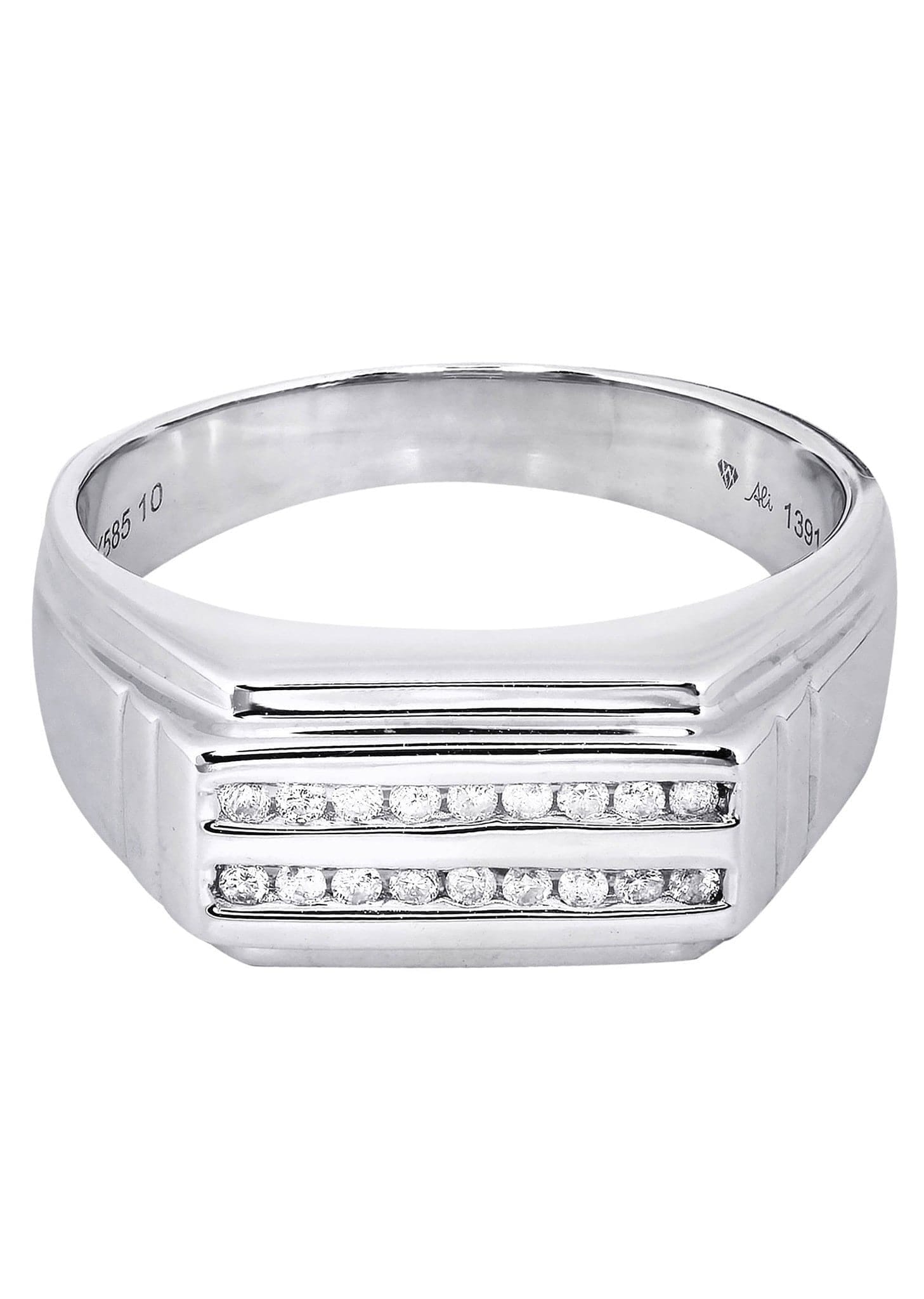 Manufacturer 8 White Gold Mens Diamond Ring| 0.17 Carats| 7.26 Grams