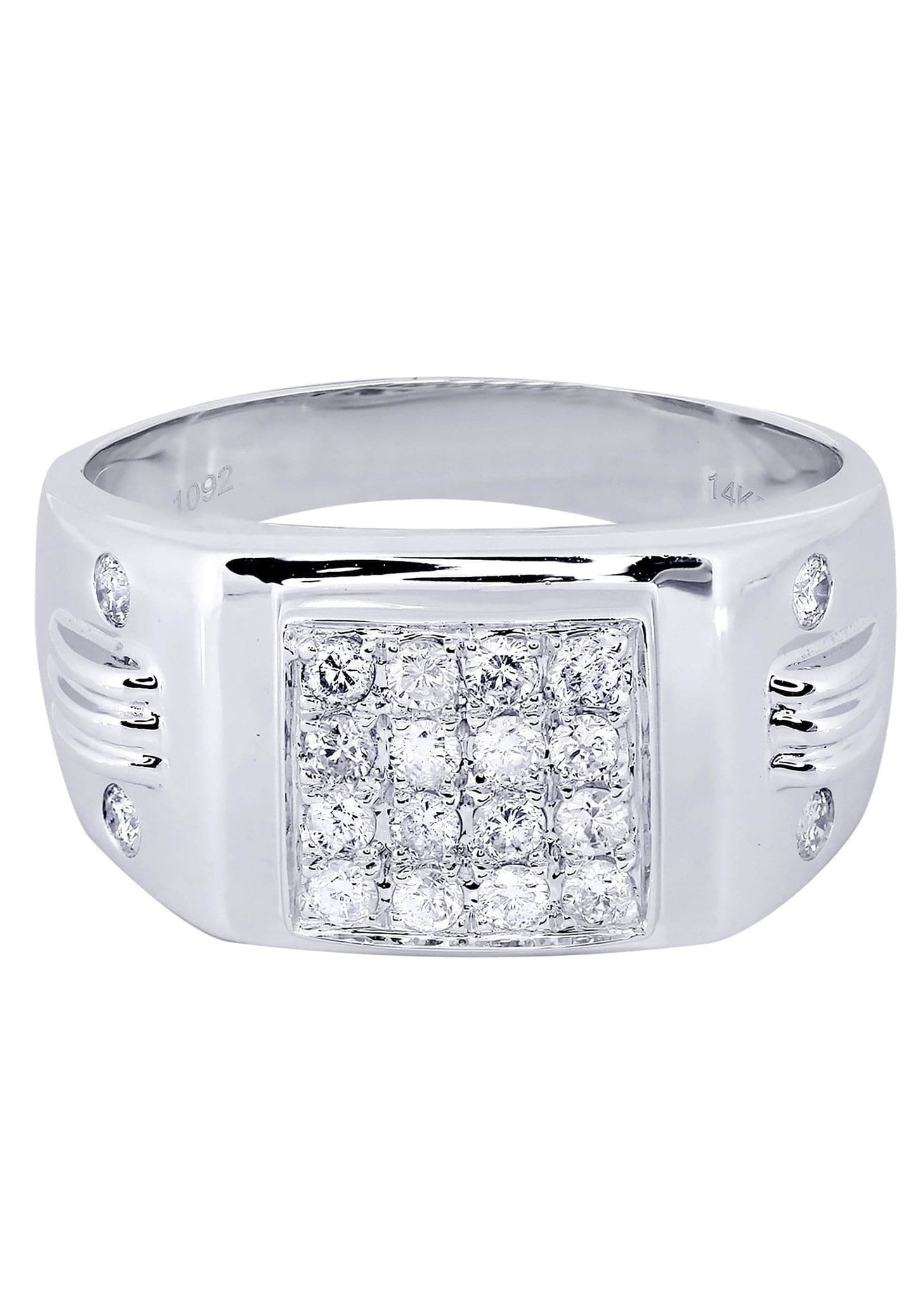 Manufacturer 8 White Gold Mens Diamond Ring| 0.54 Carats| 8.94 Grams