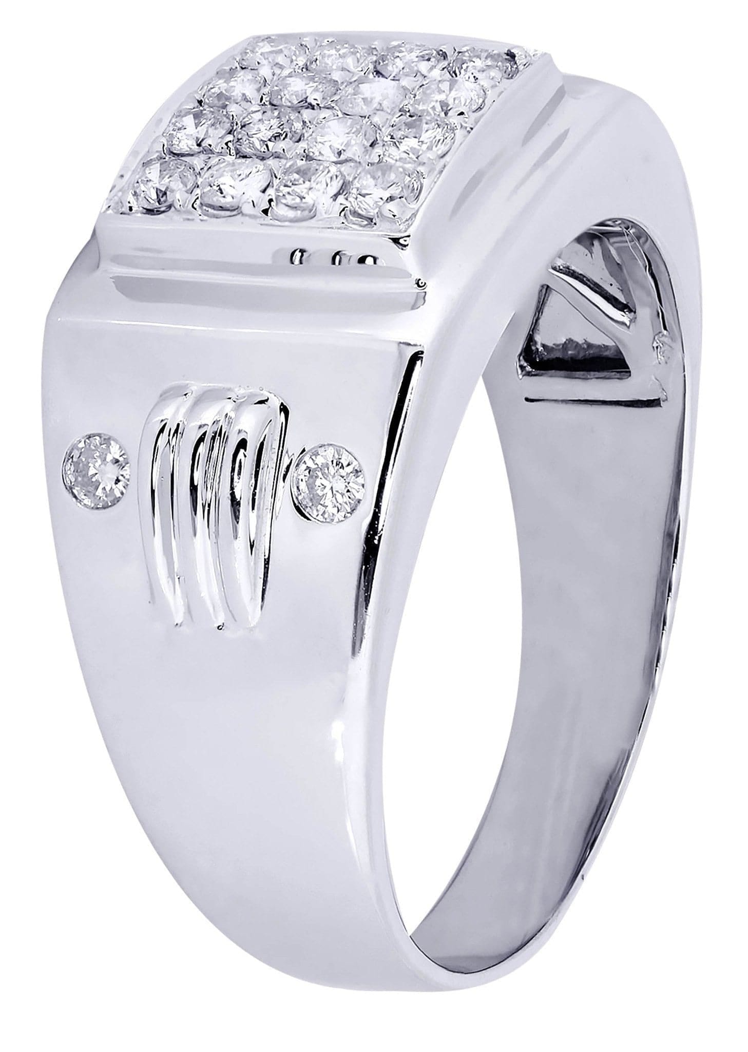 Manufacturer 8 White Gold Mens Diamond Ring| 0.54 Carats| 8.94 Grams