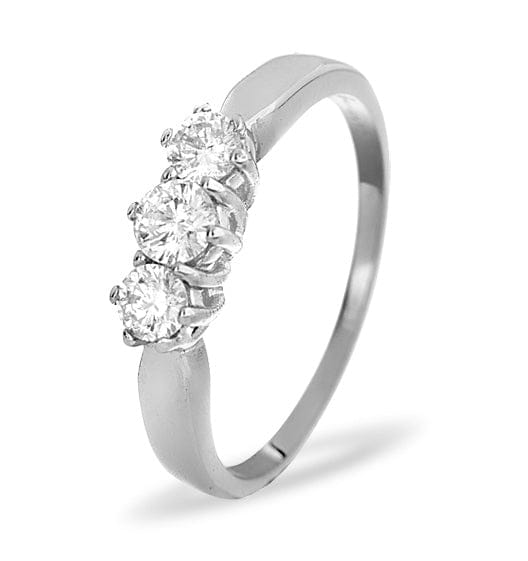 Diamond Trilogy Ring 0.50CT Diamond 9K White Gold - SIZE N