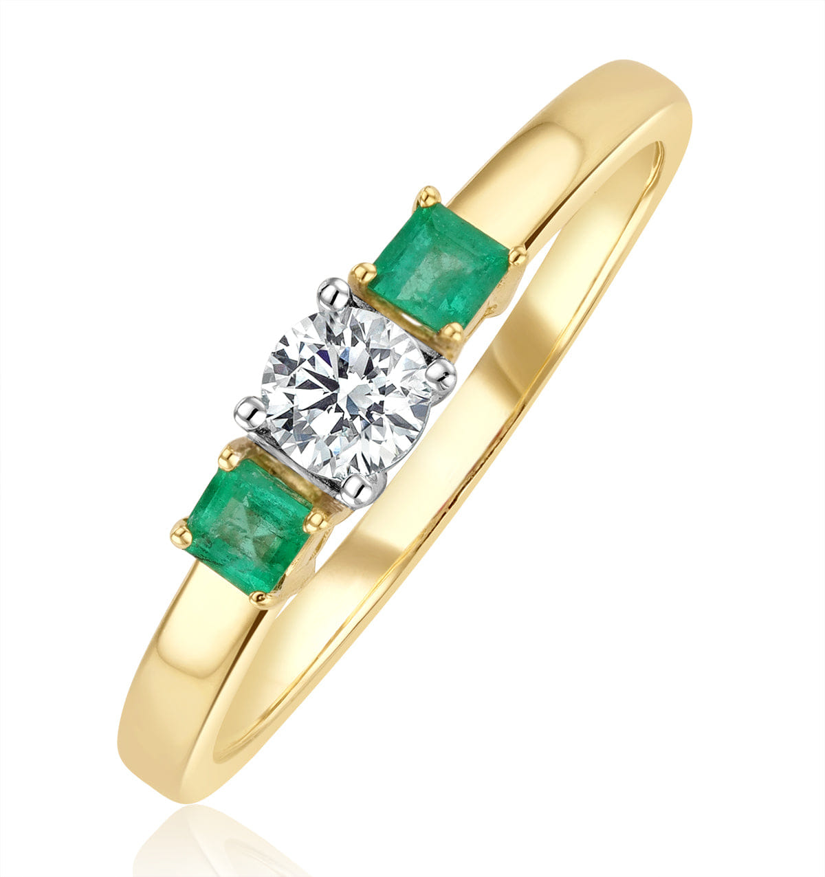 Diamond Emerald 0.20ct And Diamond 18K Gold Ring