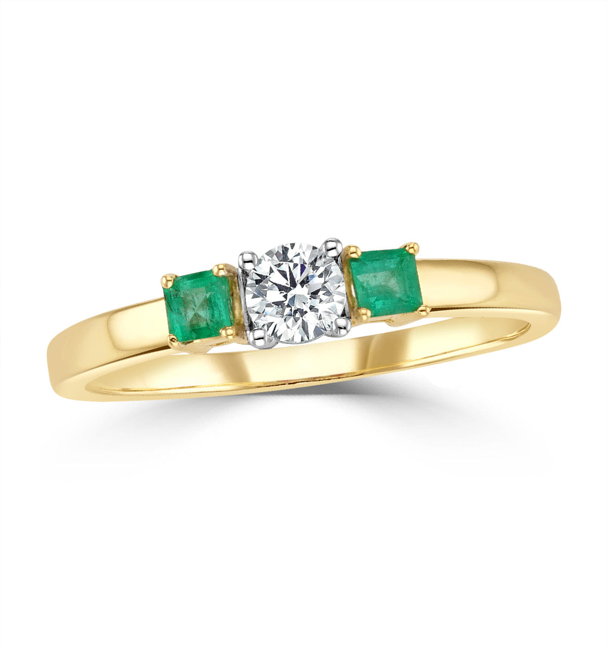 Diamond Emerald 0.20ct And Diamond 18K Gold Ring