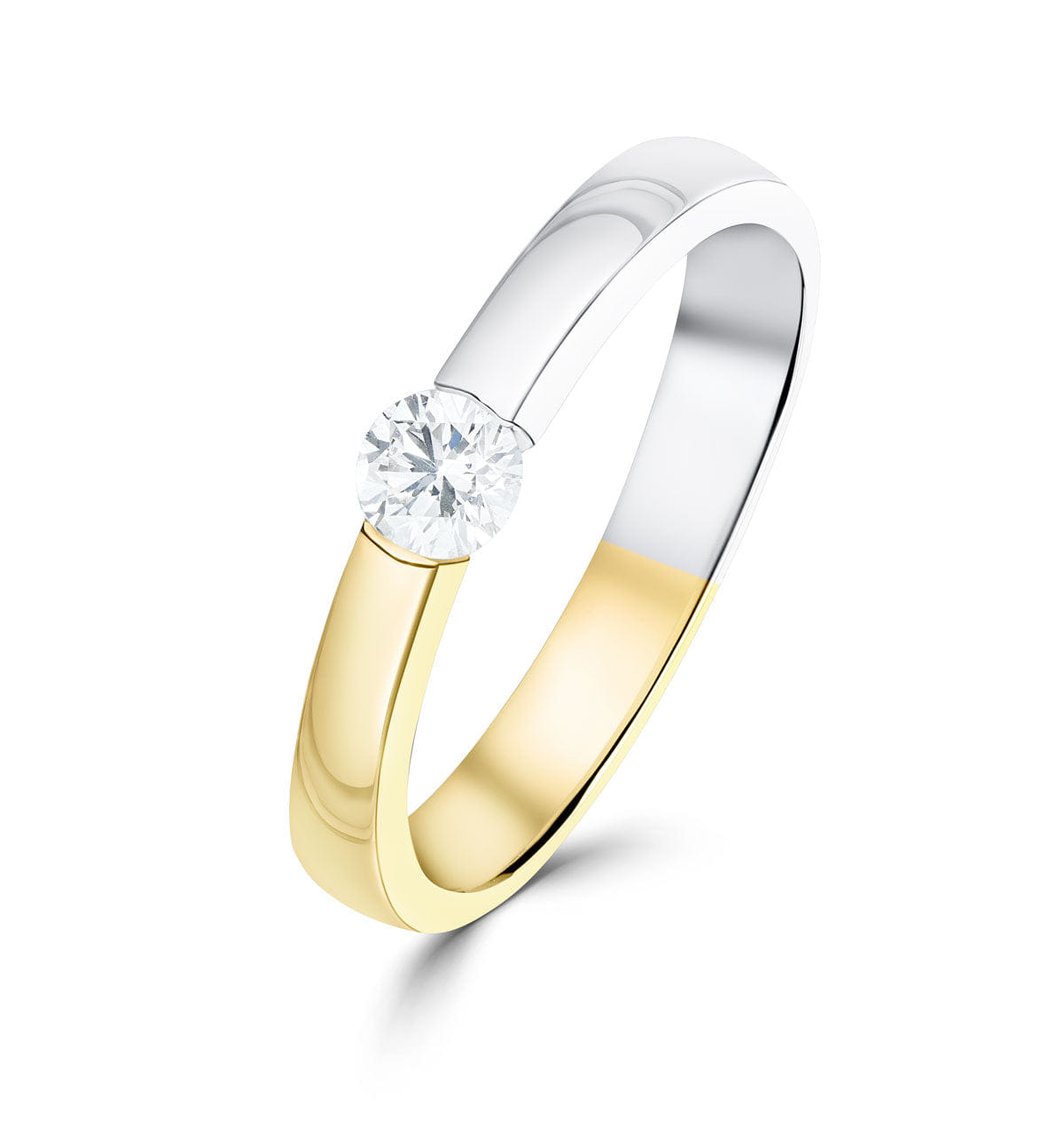 Diamond Two Tone Single Stone Diamond Ring 0.20CT