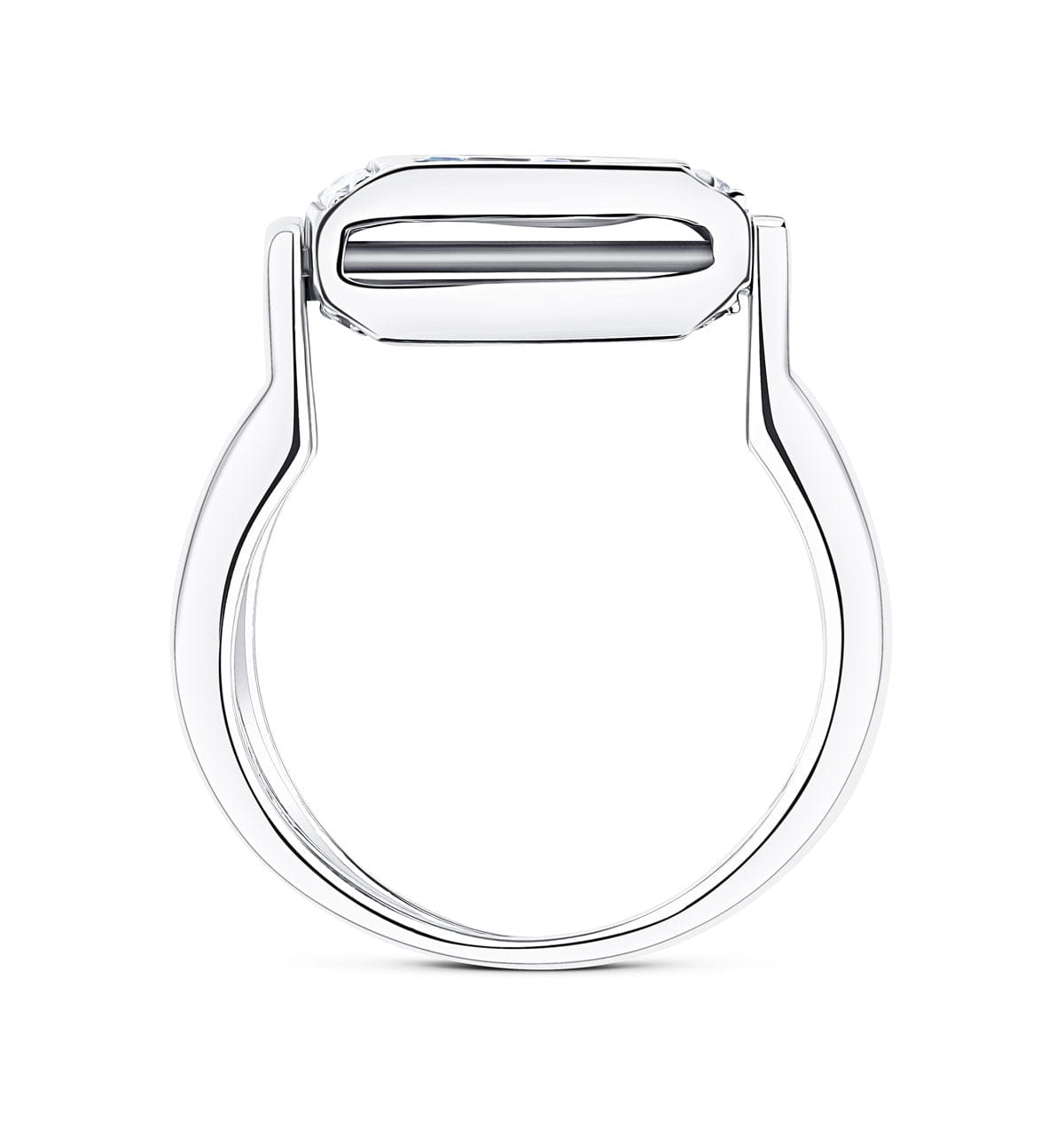 Diamond 9K White Gold Diamond and Sapphire Reversable Ring - SIZE L
