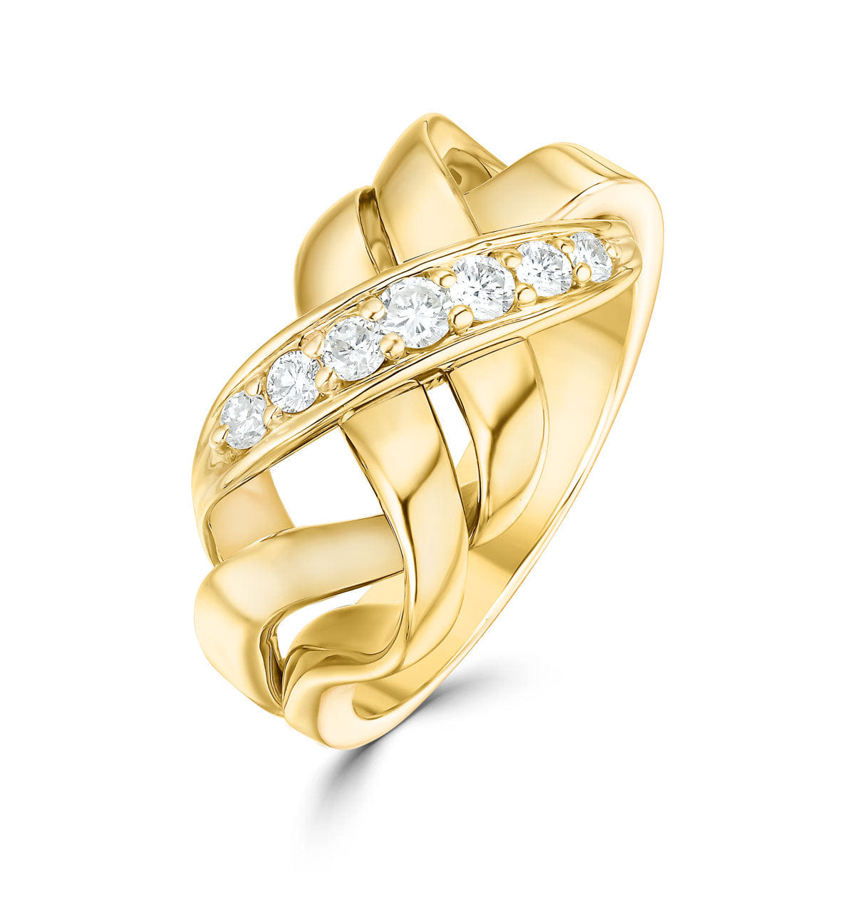 Diamond 14K Gold Pave Diamond Twist Design Ring Item - SIZE M