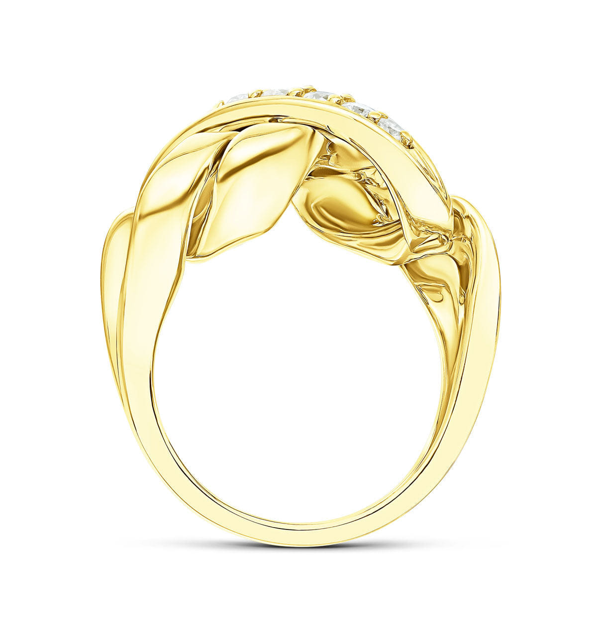 Diamond 14K Gold Pave Diamond Twist Design Ring Item - SIZE M