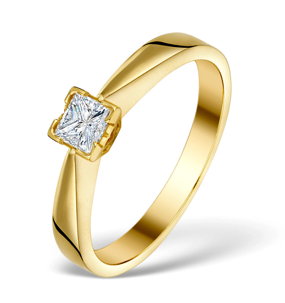 Solitaire Diamond 0.20ct 18K Gold Solitaire Ring - SIZE M