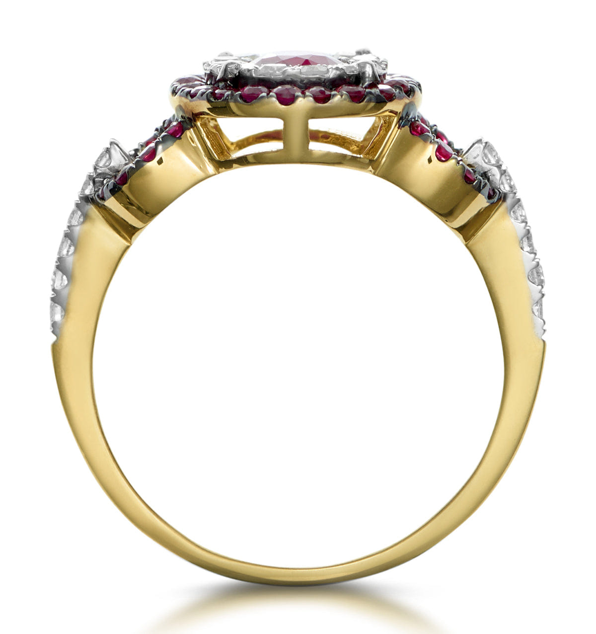 Diamond 0.90ct Ruby and Diamond Circles Ring in 18K Gold - Asteria Collection