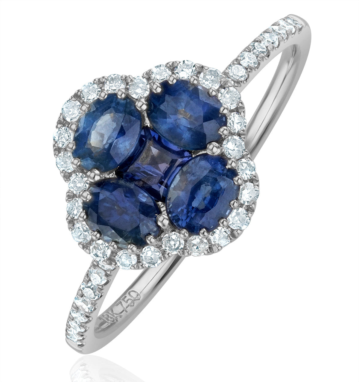 Alegria 1.31ct Sapphire and Lab Diamond Ring in 9K White Gold