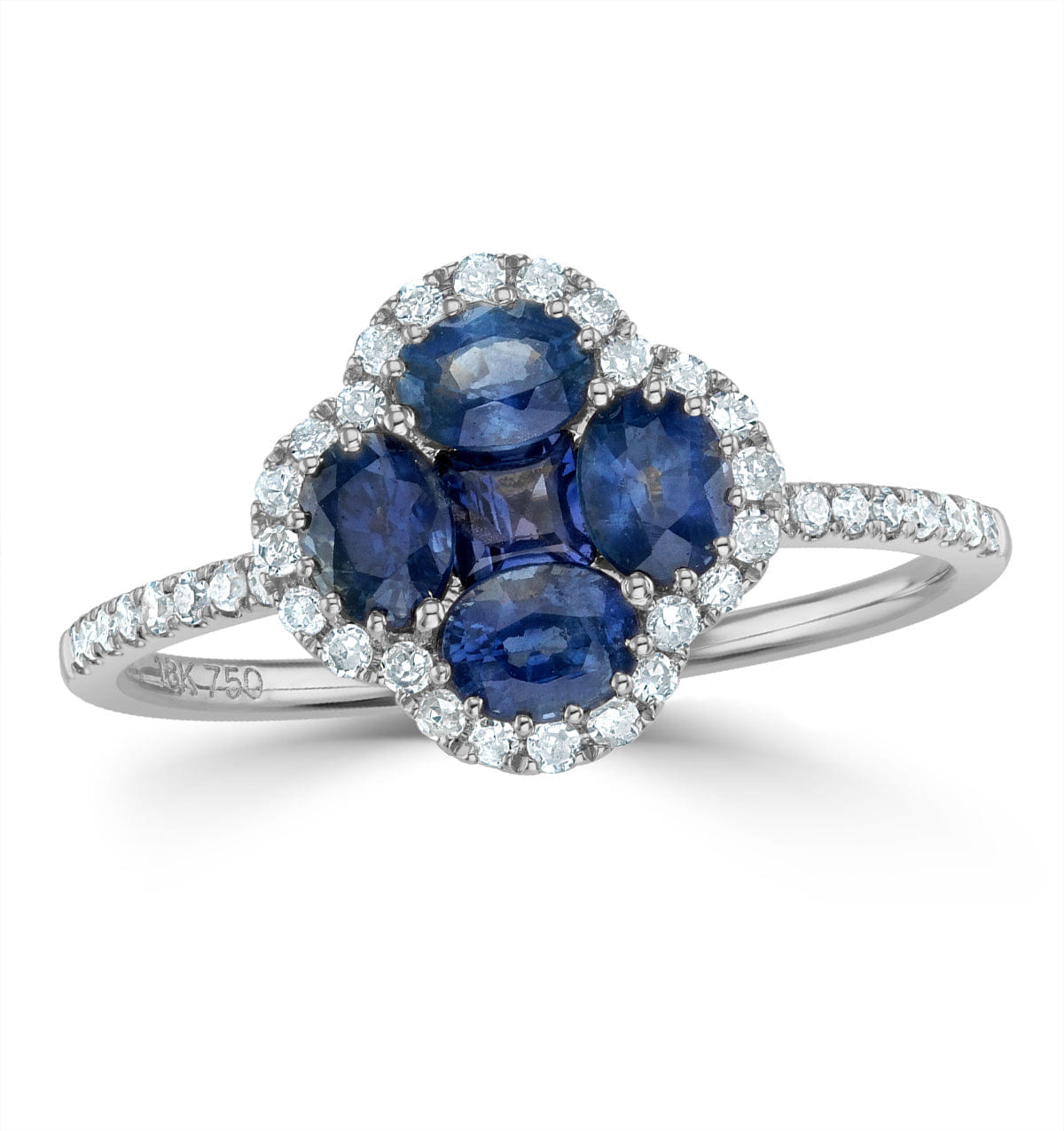 Alegria 1.31ct Sapphire and Lab Diamond Ring in 9K White Gold