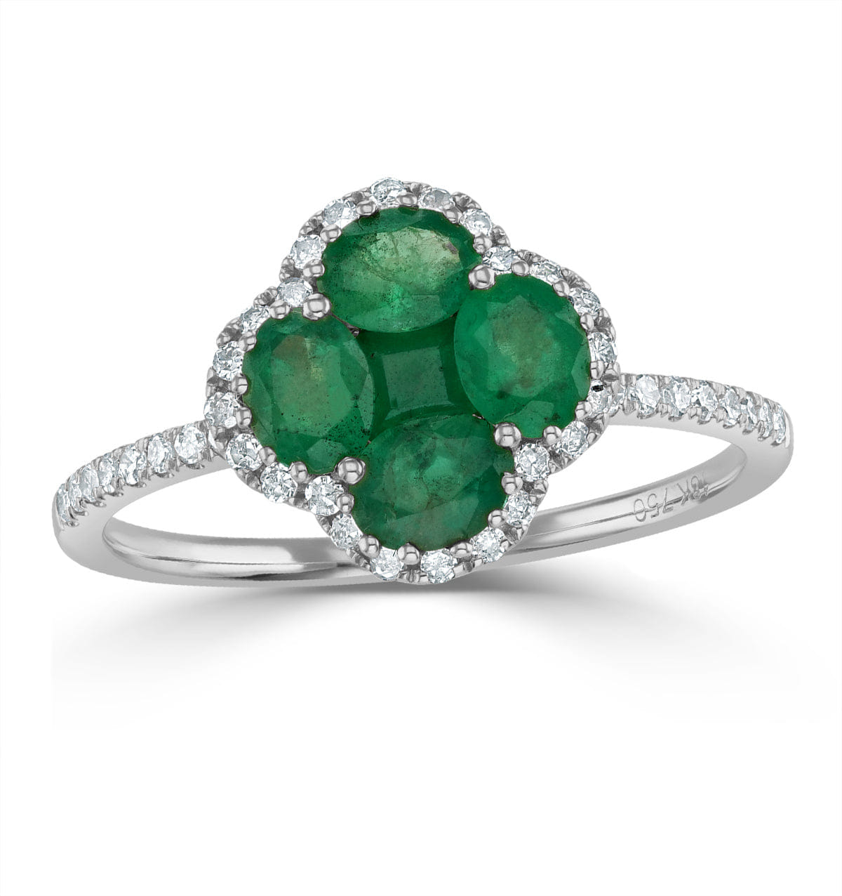 Alegria 1.06ct Emerald and Lab Diamond Ring in 9K White Gold