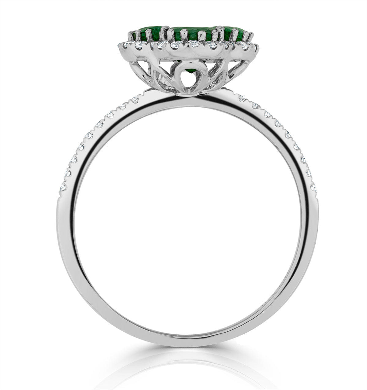 Alegria 1.06ct Emerald and Lab Diamond Ring in 9K White Gold