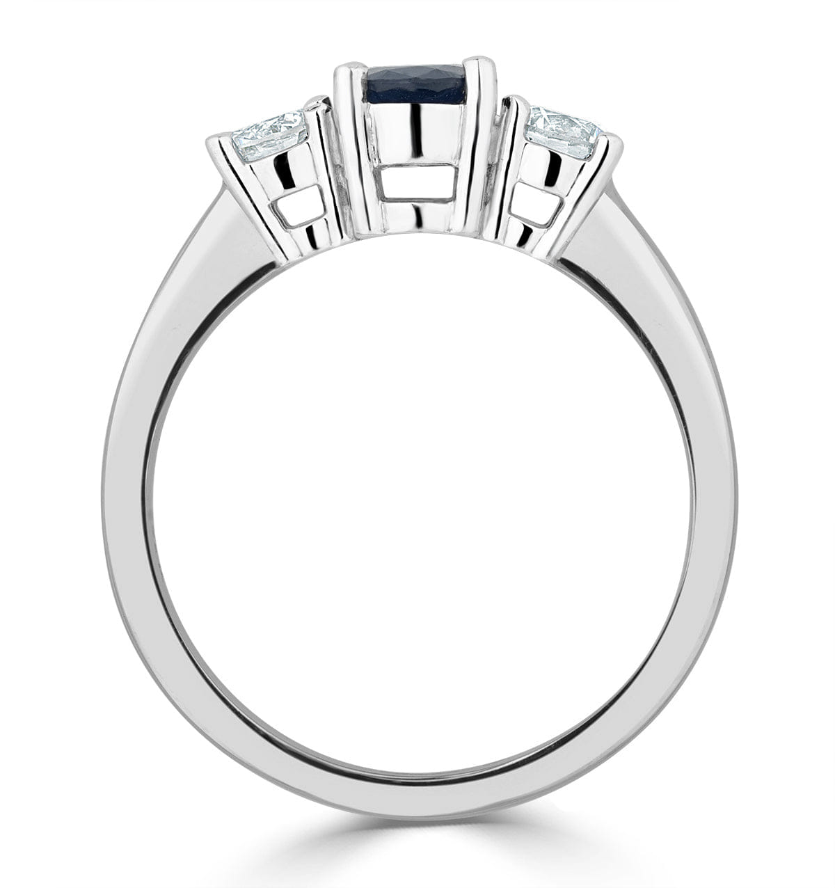 Diamond 0.50ct Oval Cut Sapphire and Lab Diamond 3 Stone Ring in 9K White Gold